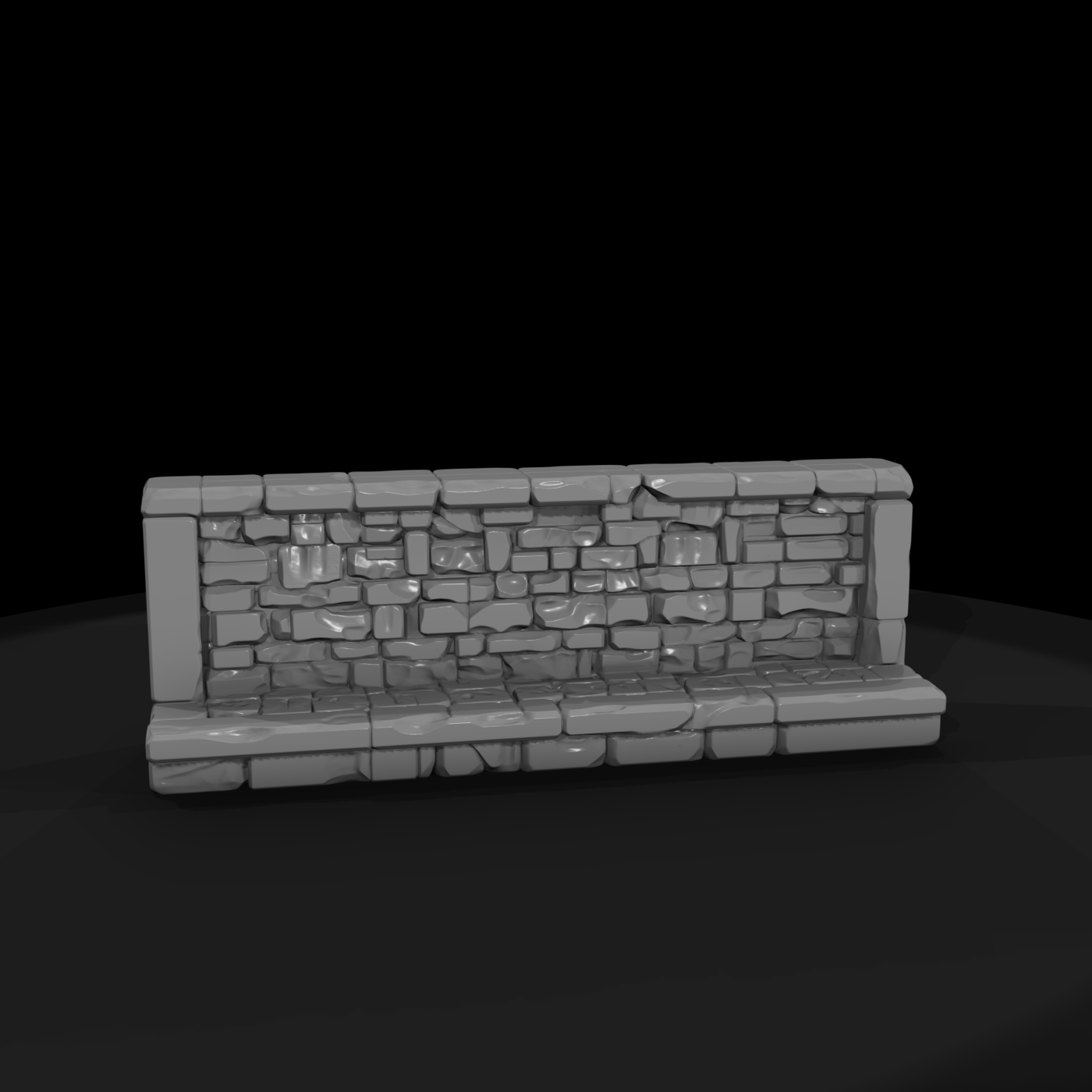 Low Poly Modular Stone Wall Terrain 3D Model 7C4Sv