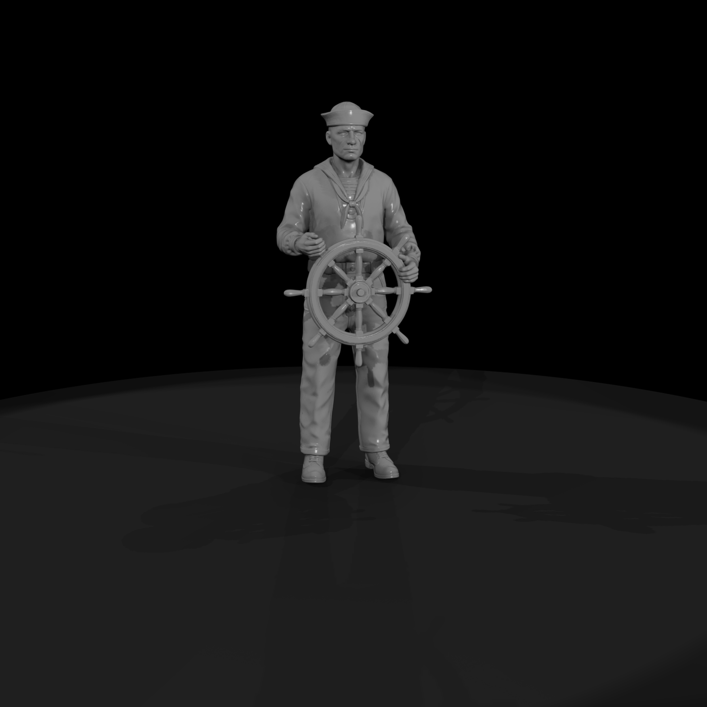 Navy Sailor at the Ship's Wheel