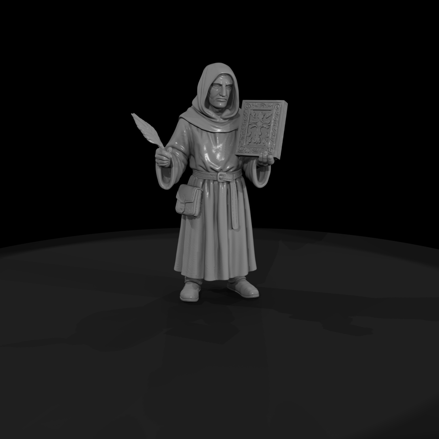 Hist 0214 Medieval Monk Scribe Miniature Figure