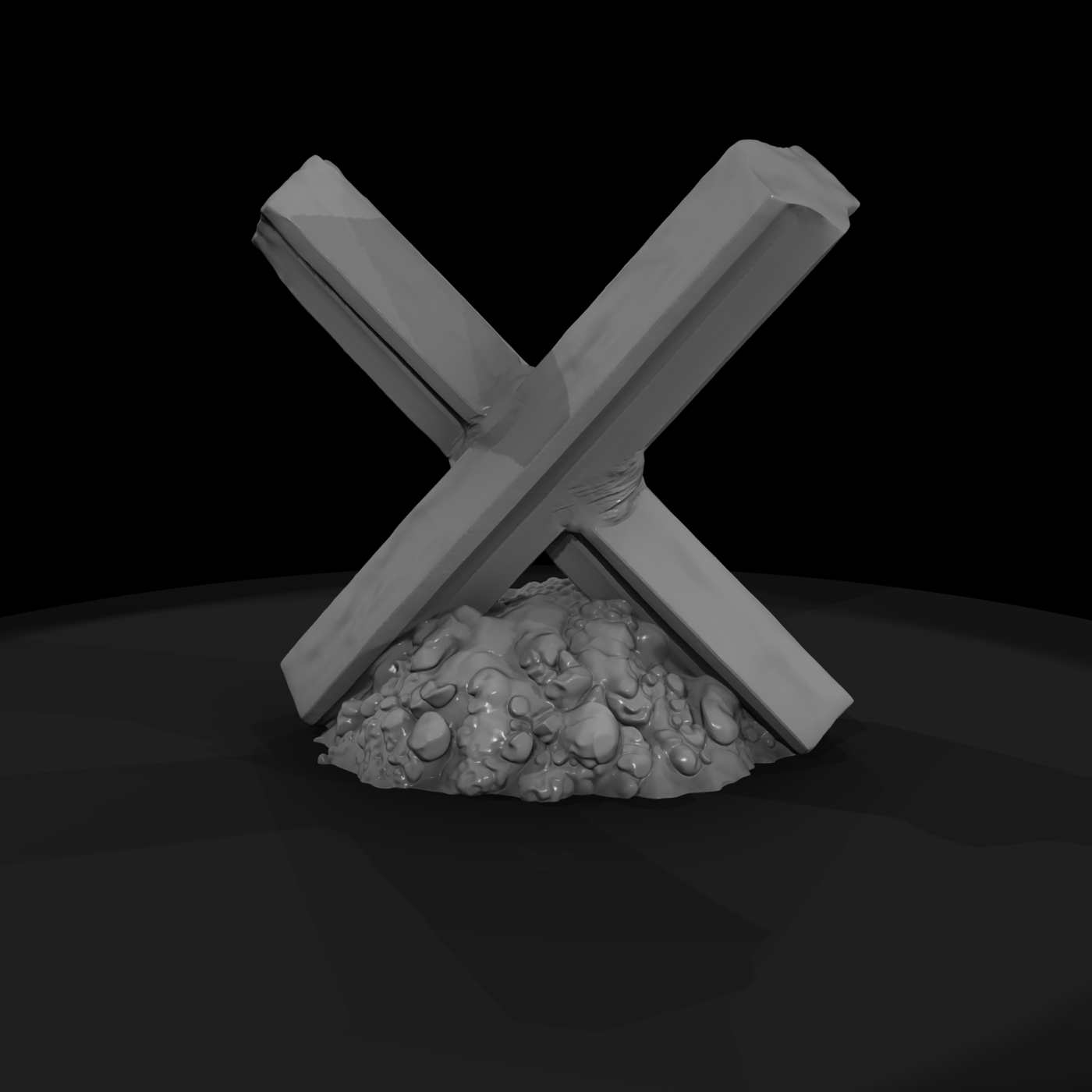 Crossed Anti‑Vehicle Barrier with Rubble