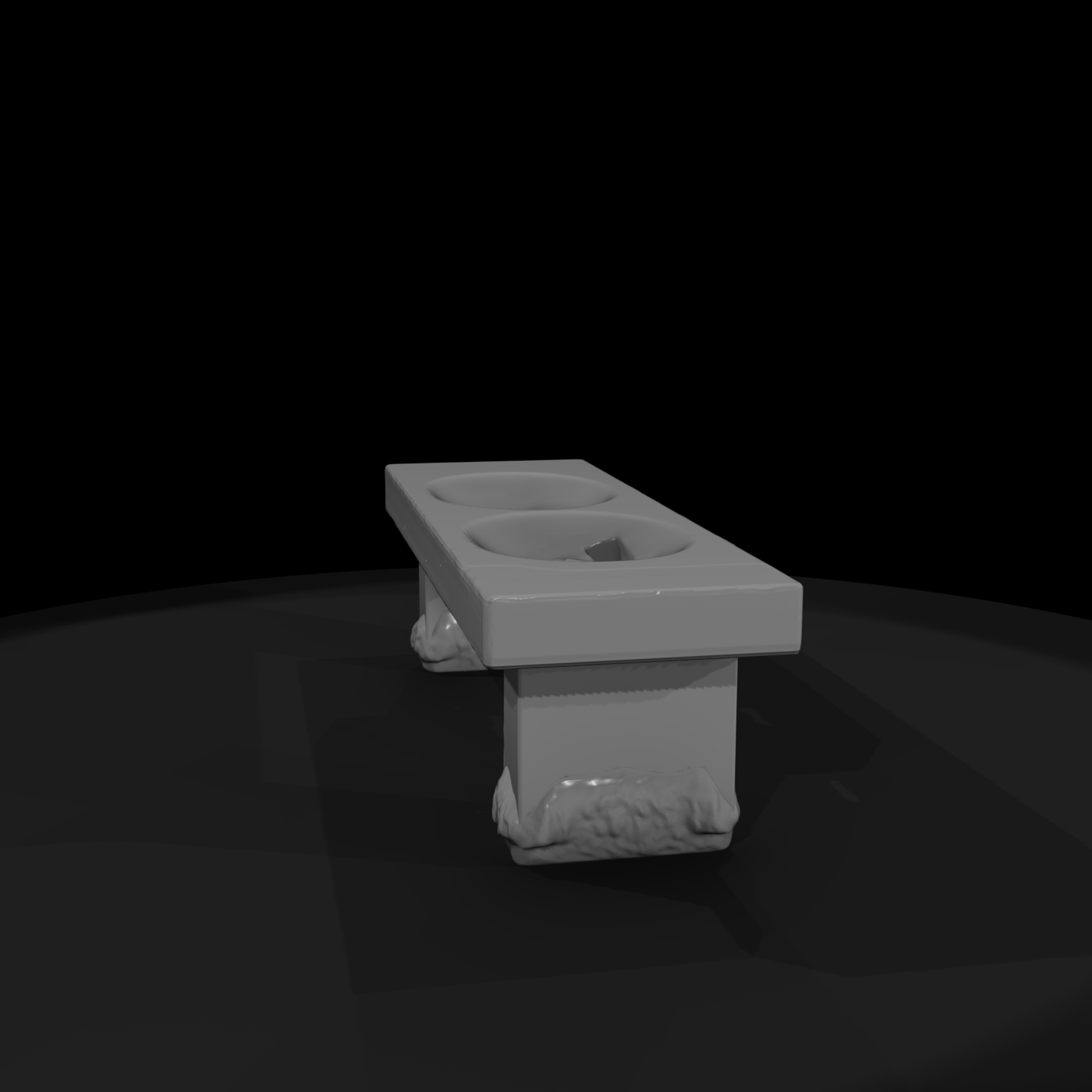 Rustic stone dual-sink vanity bench