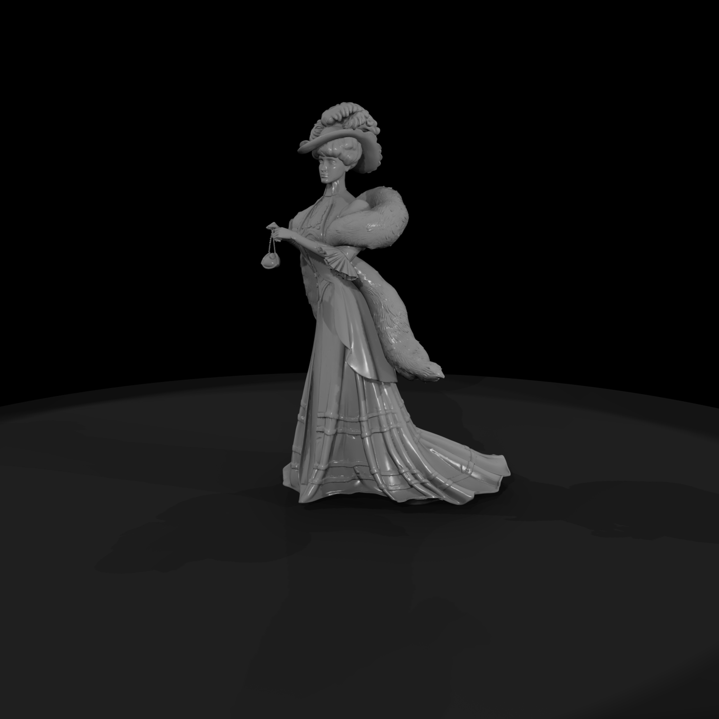 Edwardian Lady with Fur Stole