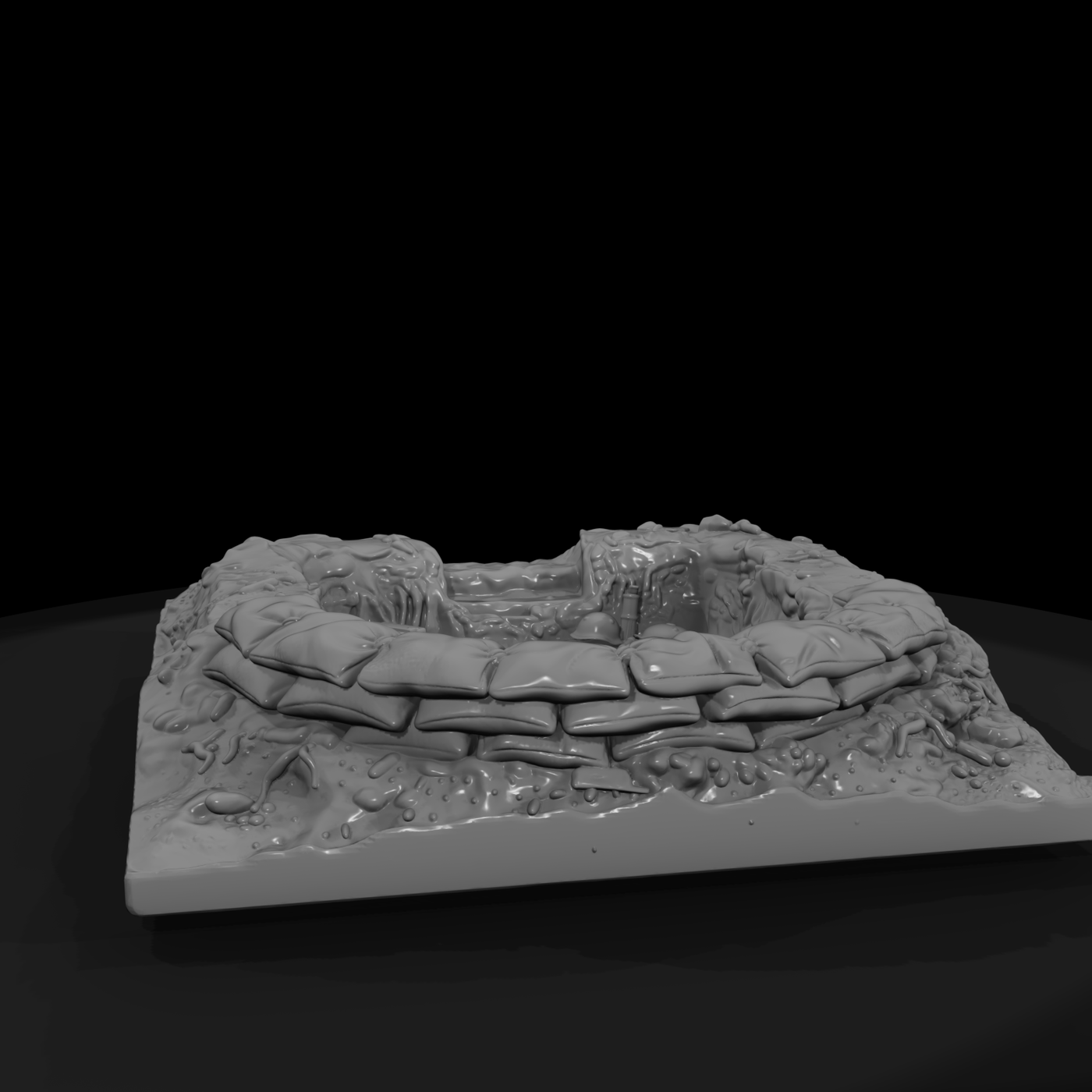 Sandbagged Foxhole Gun Pit