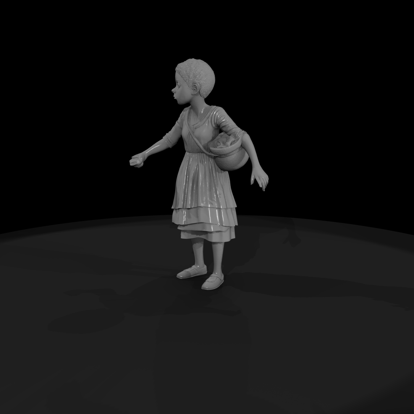 Stylized Peasant Girl Figurine