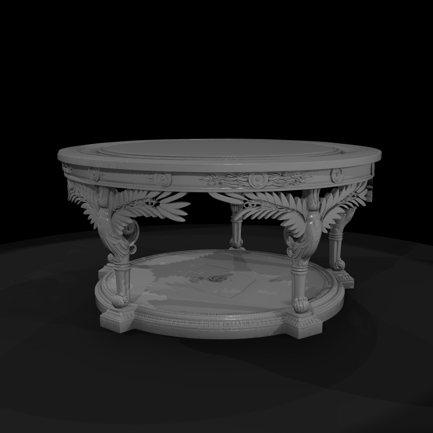 Neoclassical Carved Round Dining Table