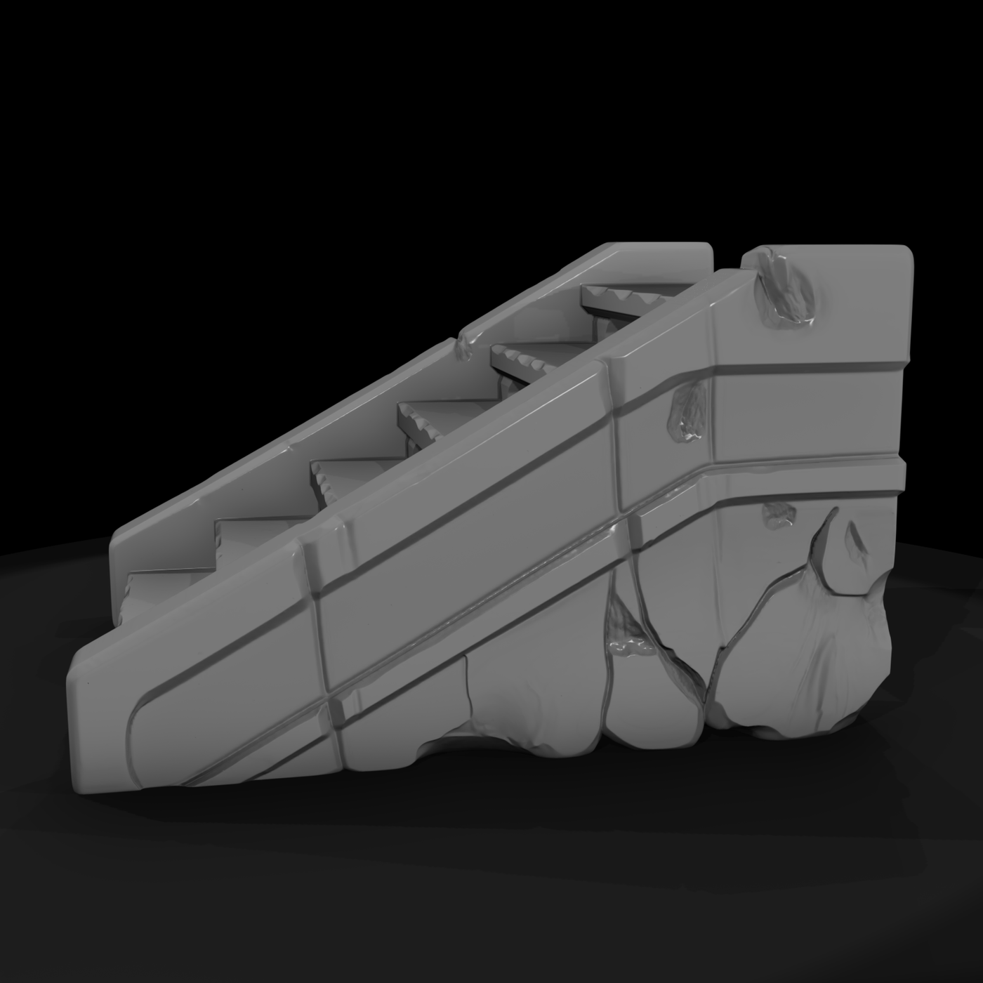 Stylized Ruined Stone Stairs 3D Model 0Kgxv6J1