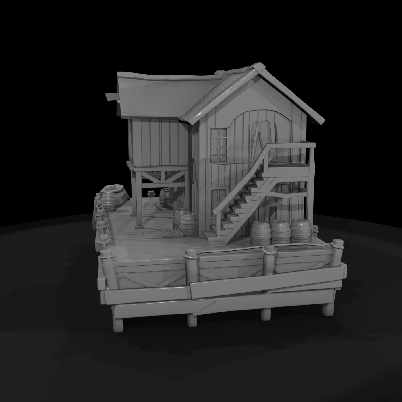 Dockside Fishing Shack — & Railway Building