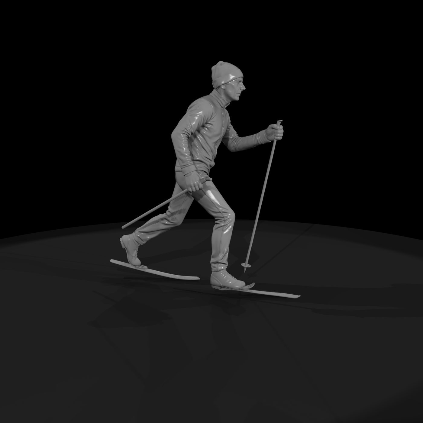 Cross-Country Skier with Poles