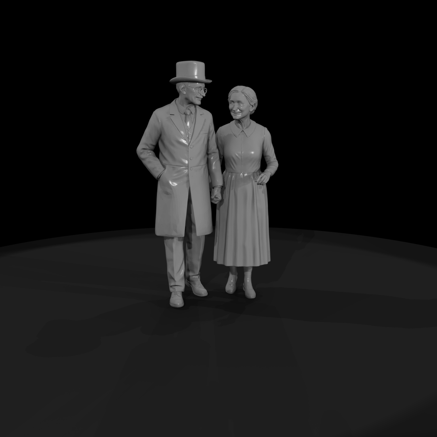 Victorian Elderly Couple Walking