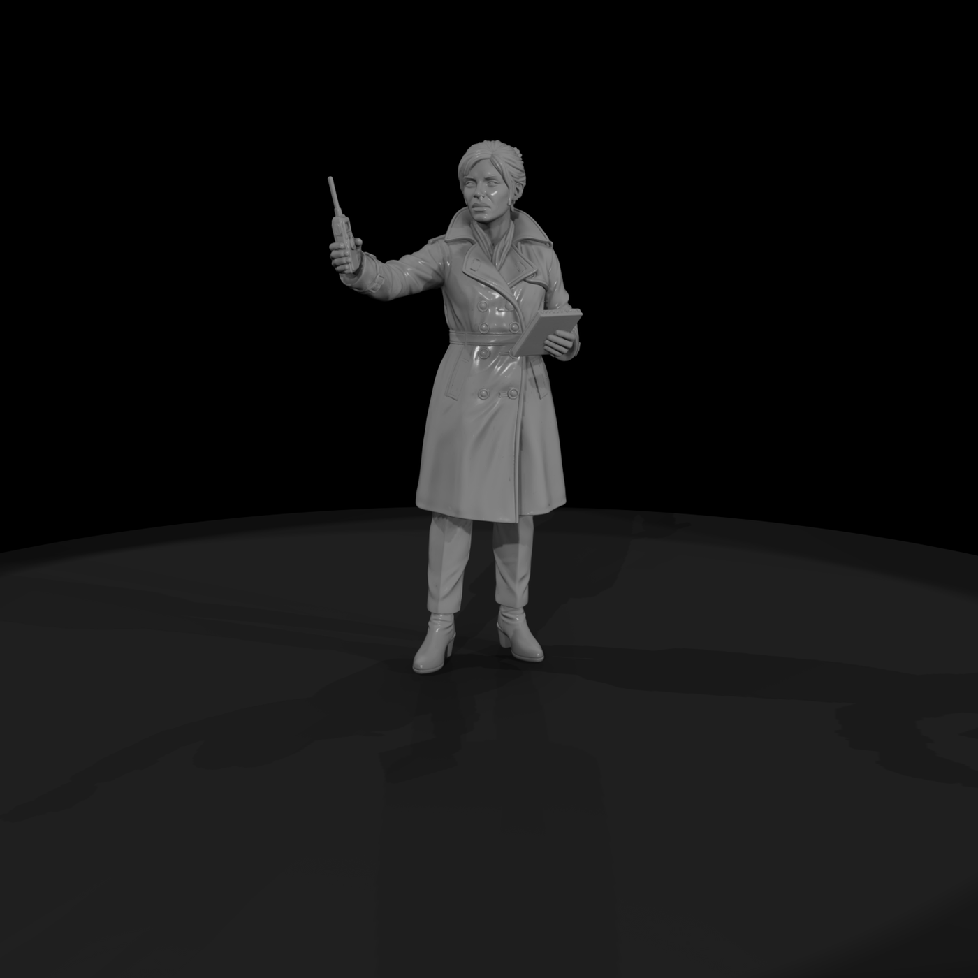 Female Journalist in Trenchcoat