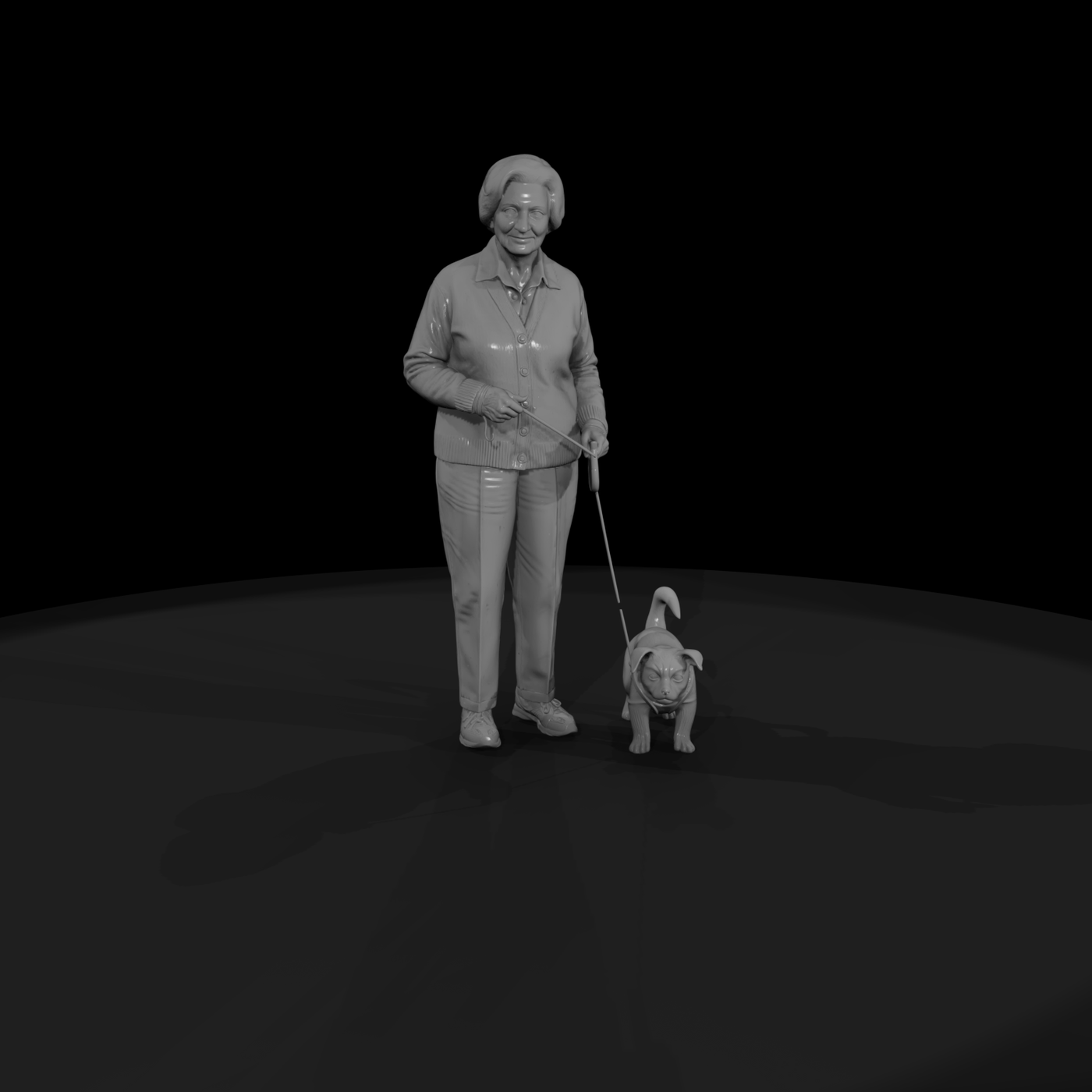 0141 Elderly Grandmother Dog Leash