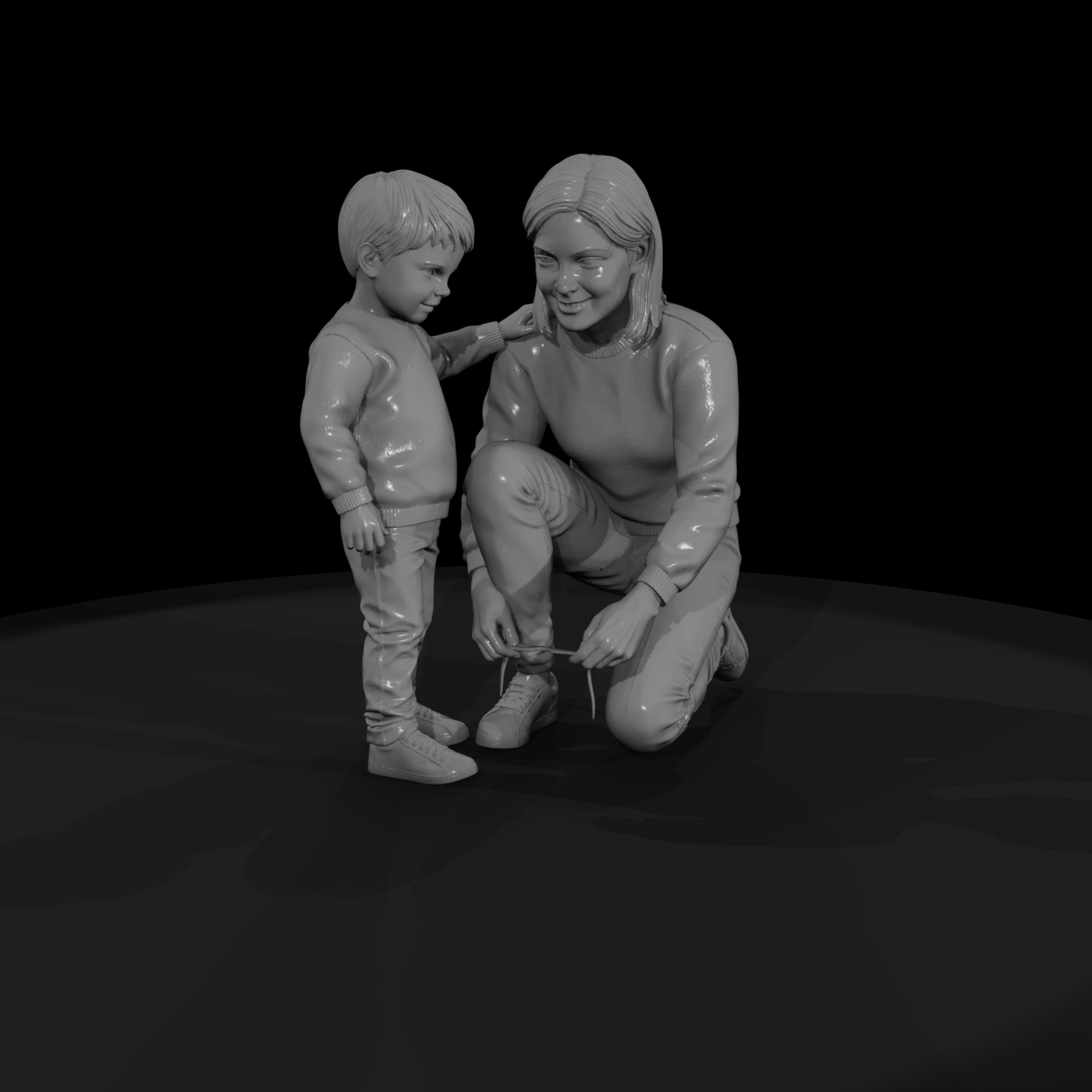 0049 Family Mom Tying Shoe