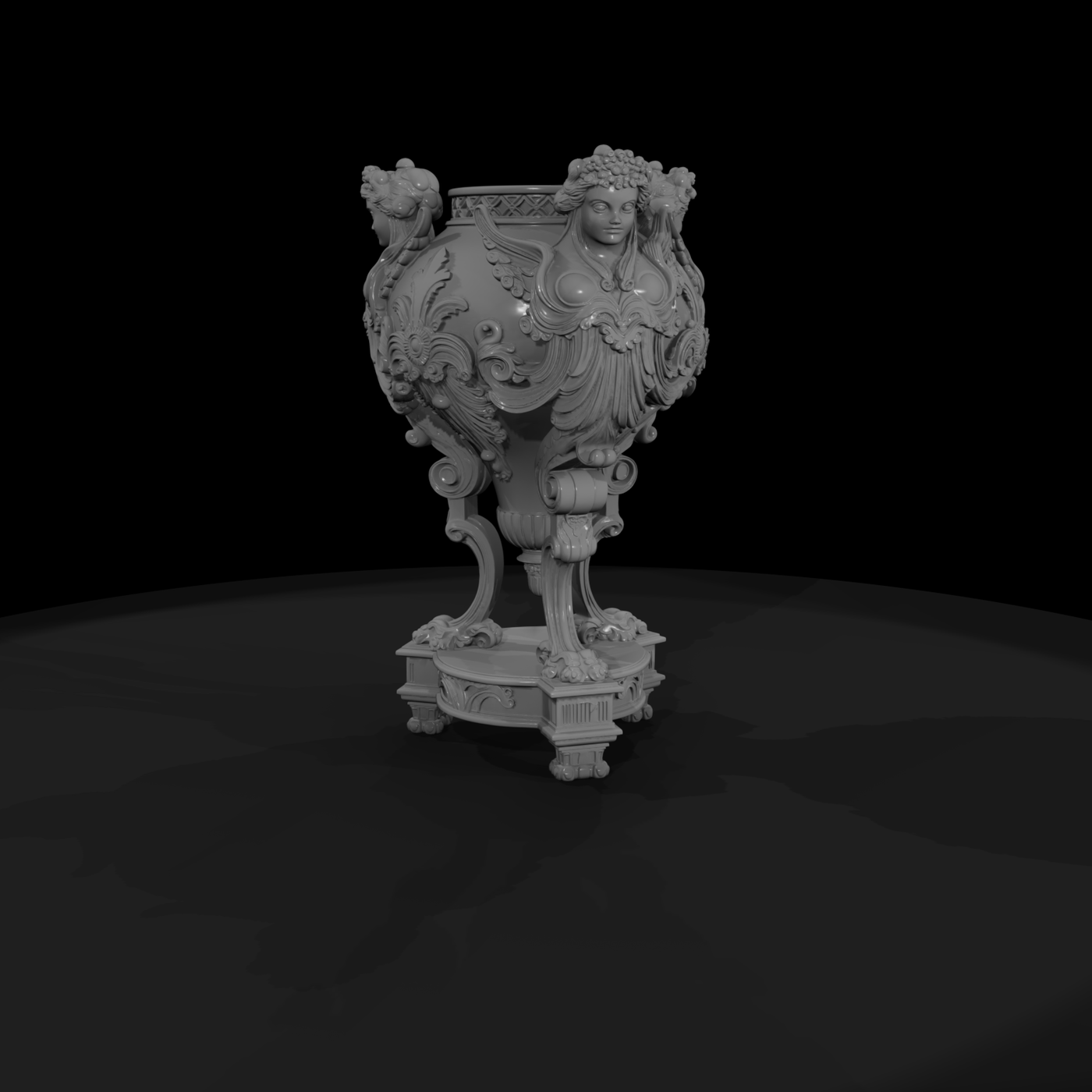 Baroque Caryatid Decorative Urn — Ornament
