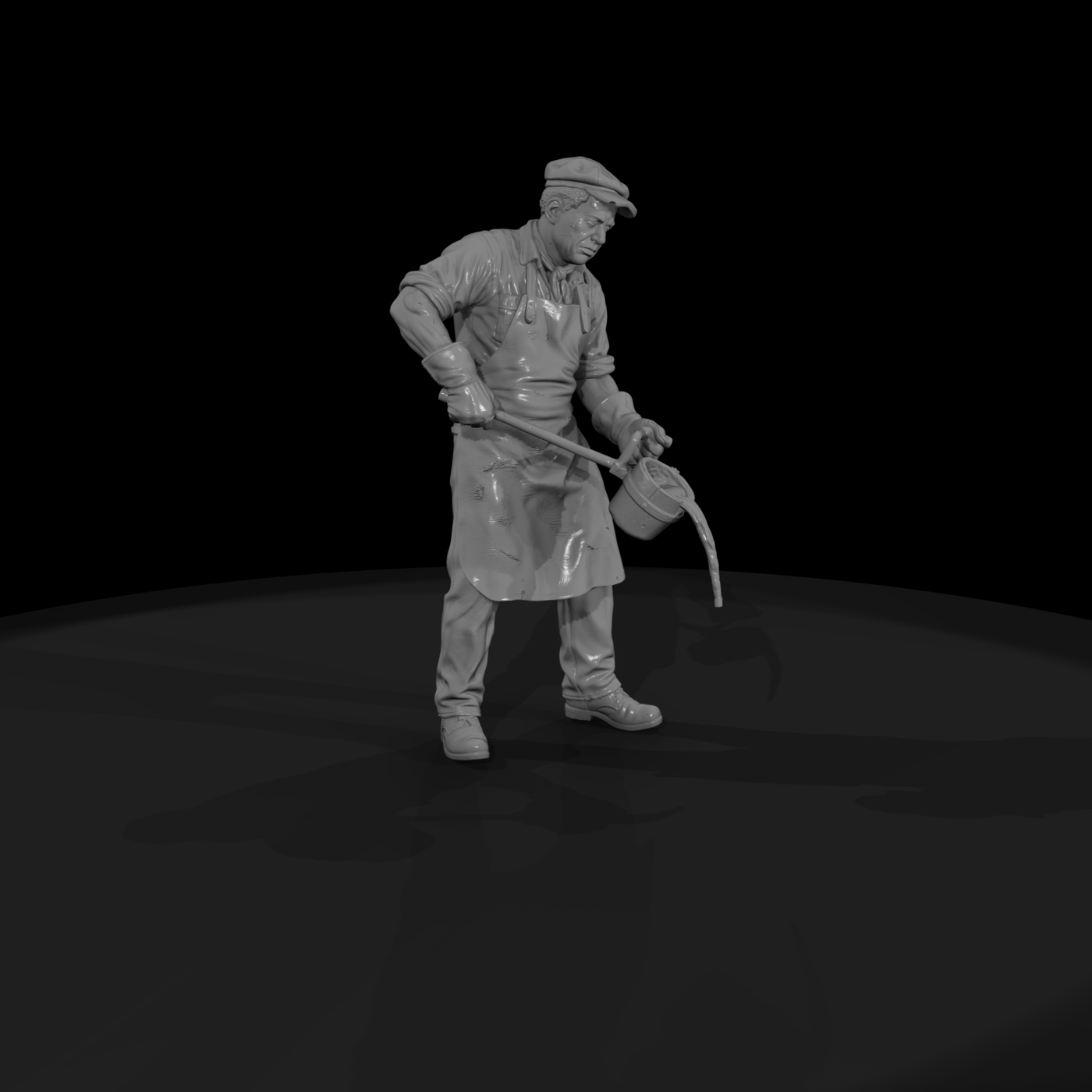 Foundry Worker Pouring Molten Iron
