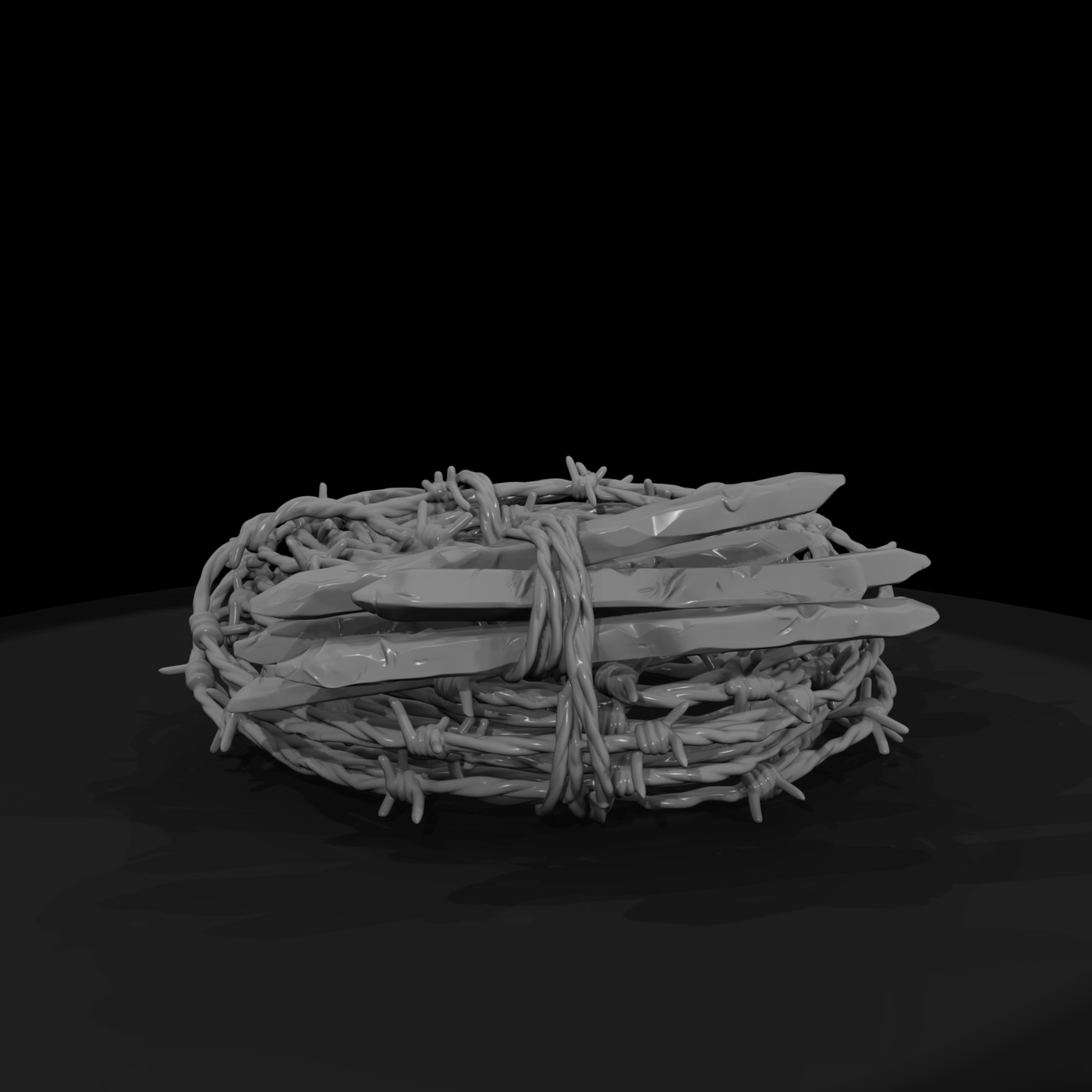 Coiled Barbed Wire and Picket Bundle
