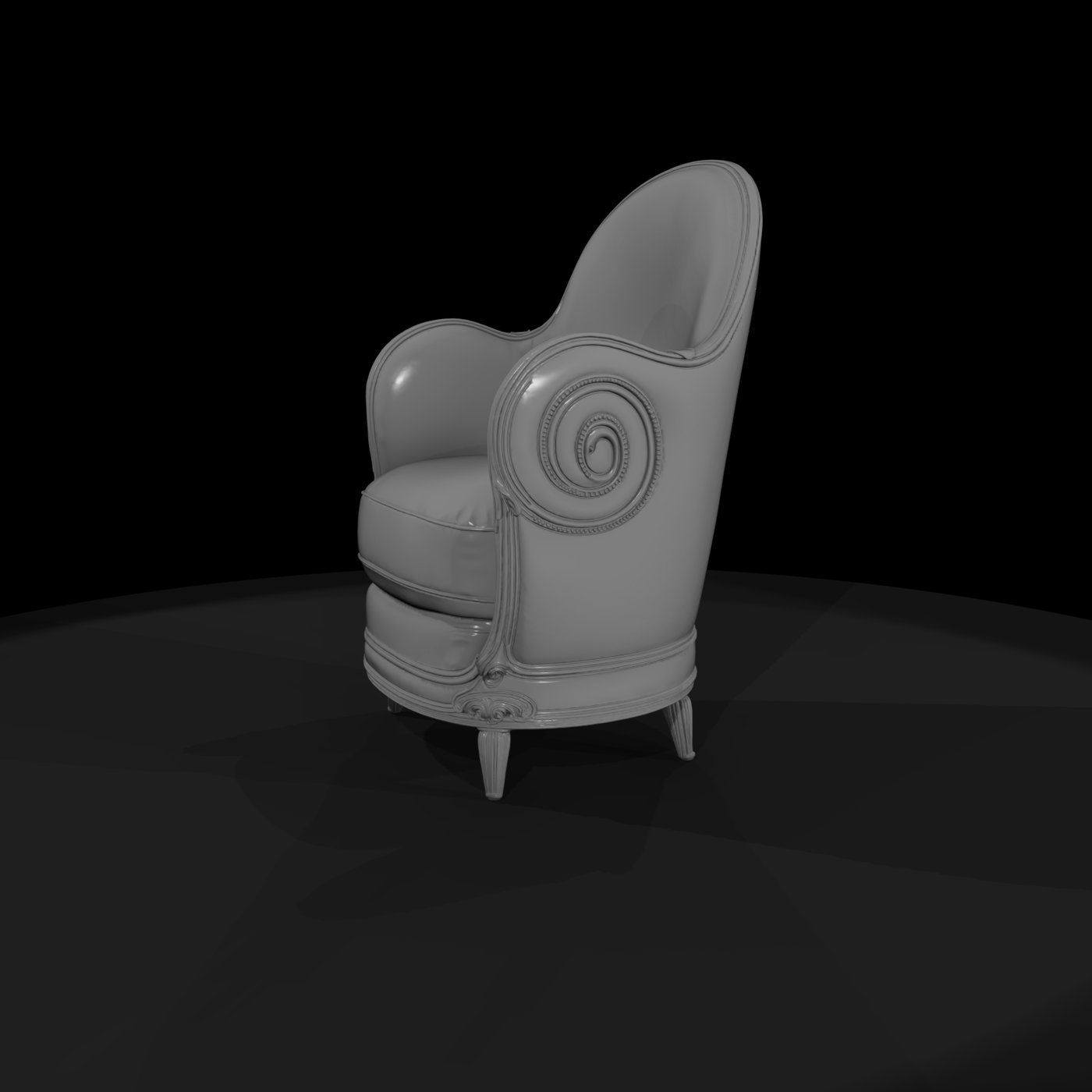 Neoclassical Carved Upholstered Armchair