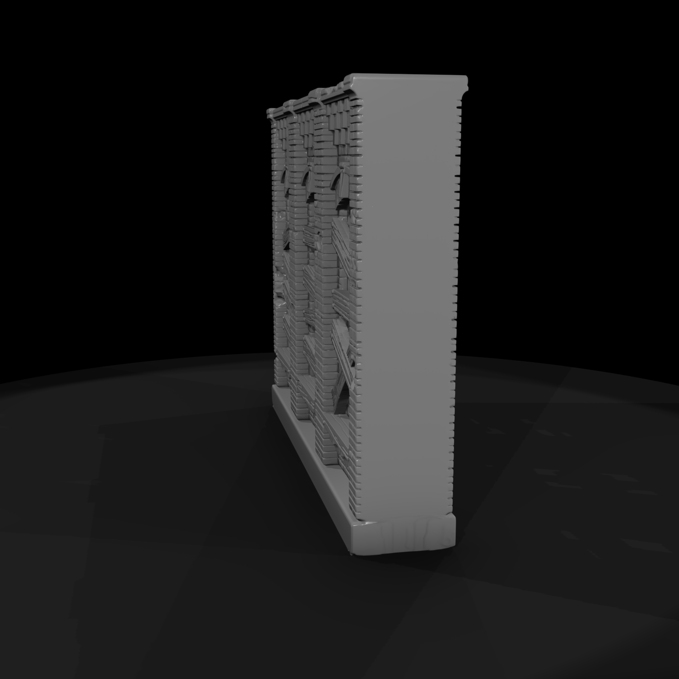Stylized Boarded Brick Building Facade 3D Model 2P