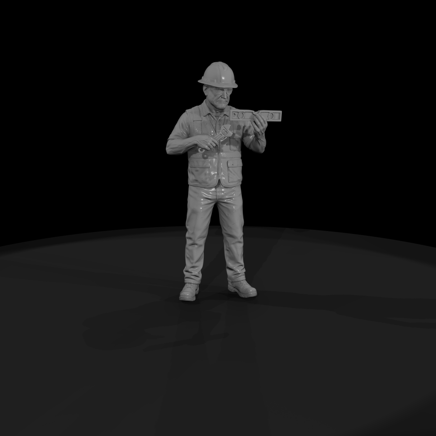 Pipefitter with Wrench and Pipe