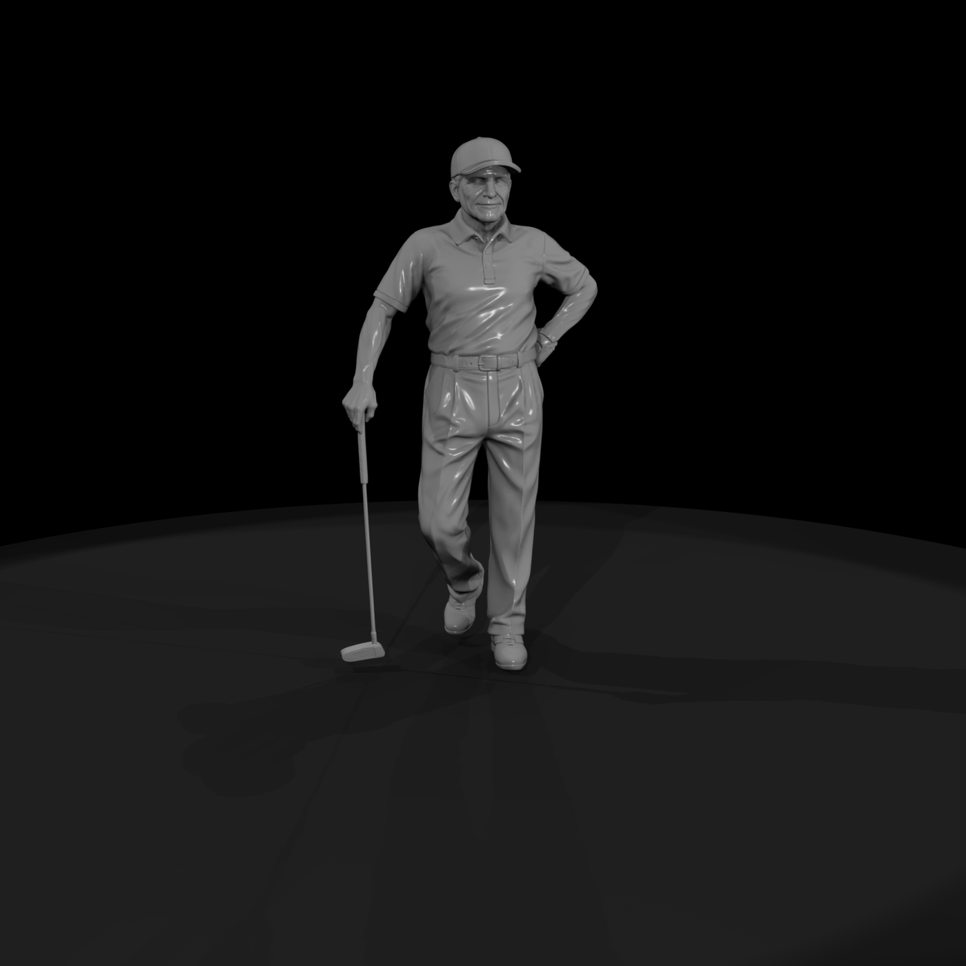 Elderly Golfer with Putter