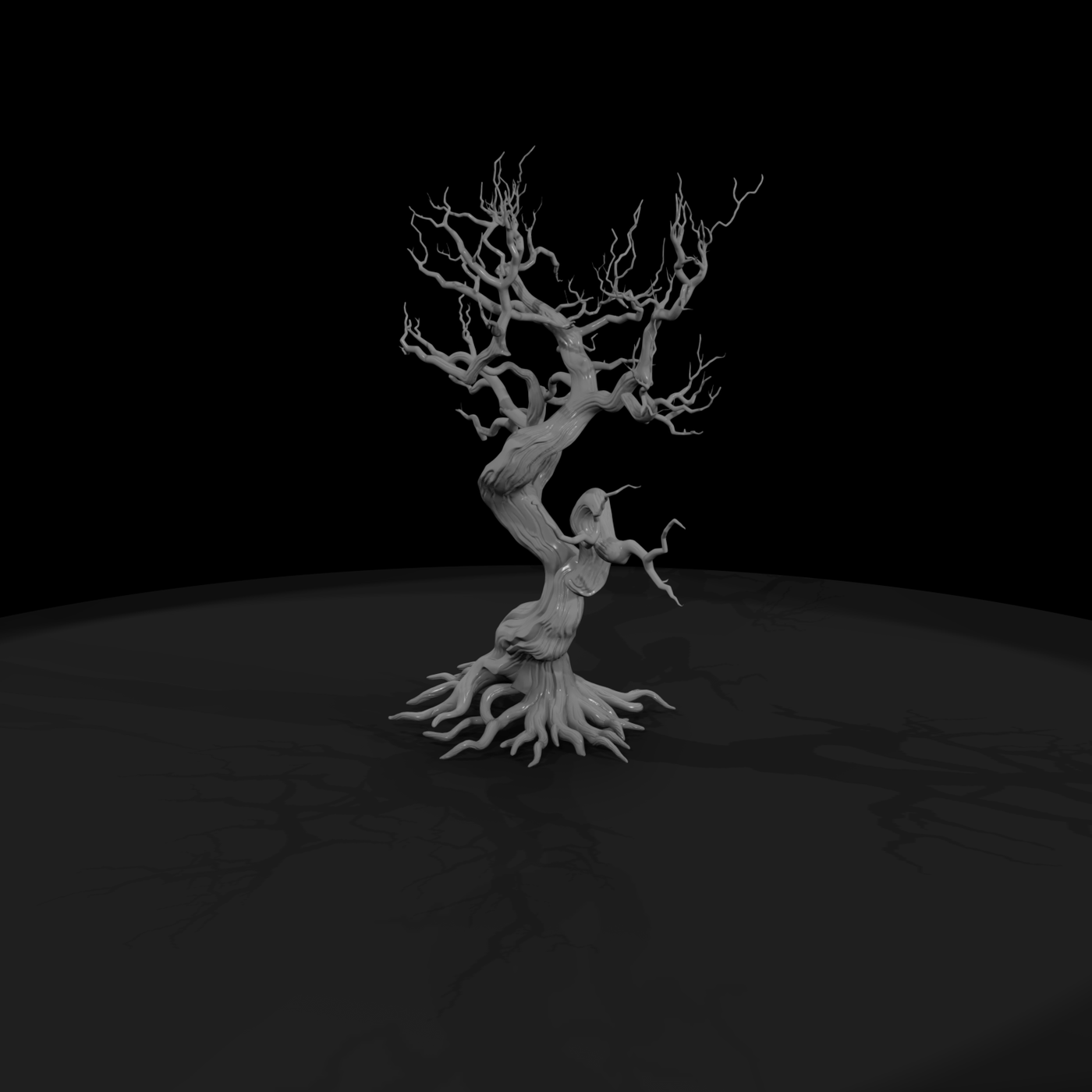 Stylized gnarled dead tree