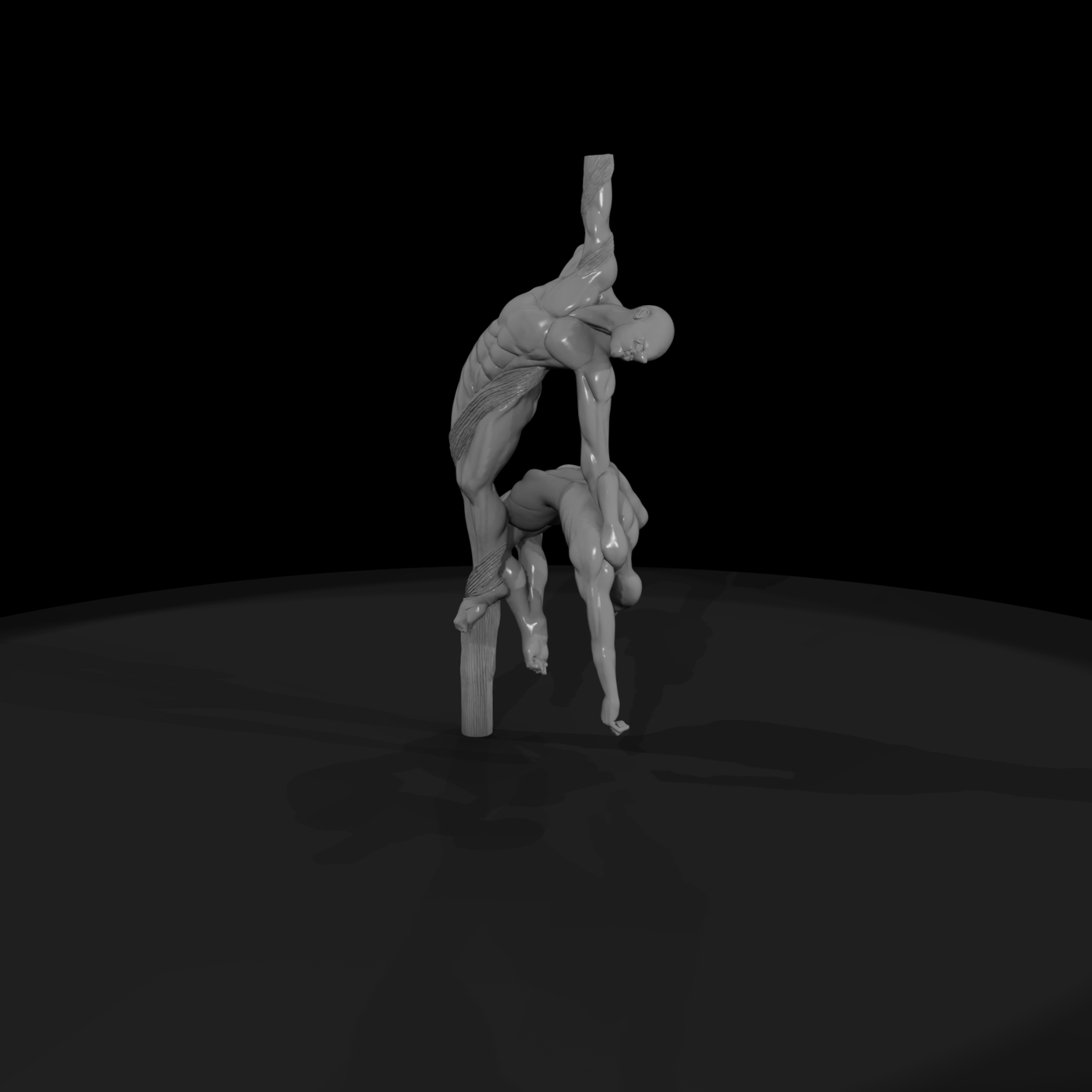 Stylized Acrobat Couple — Base-Ready Sculpture