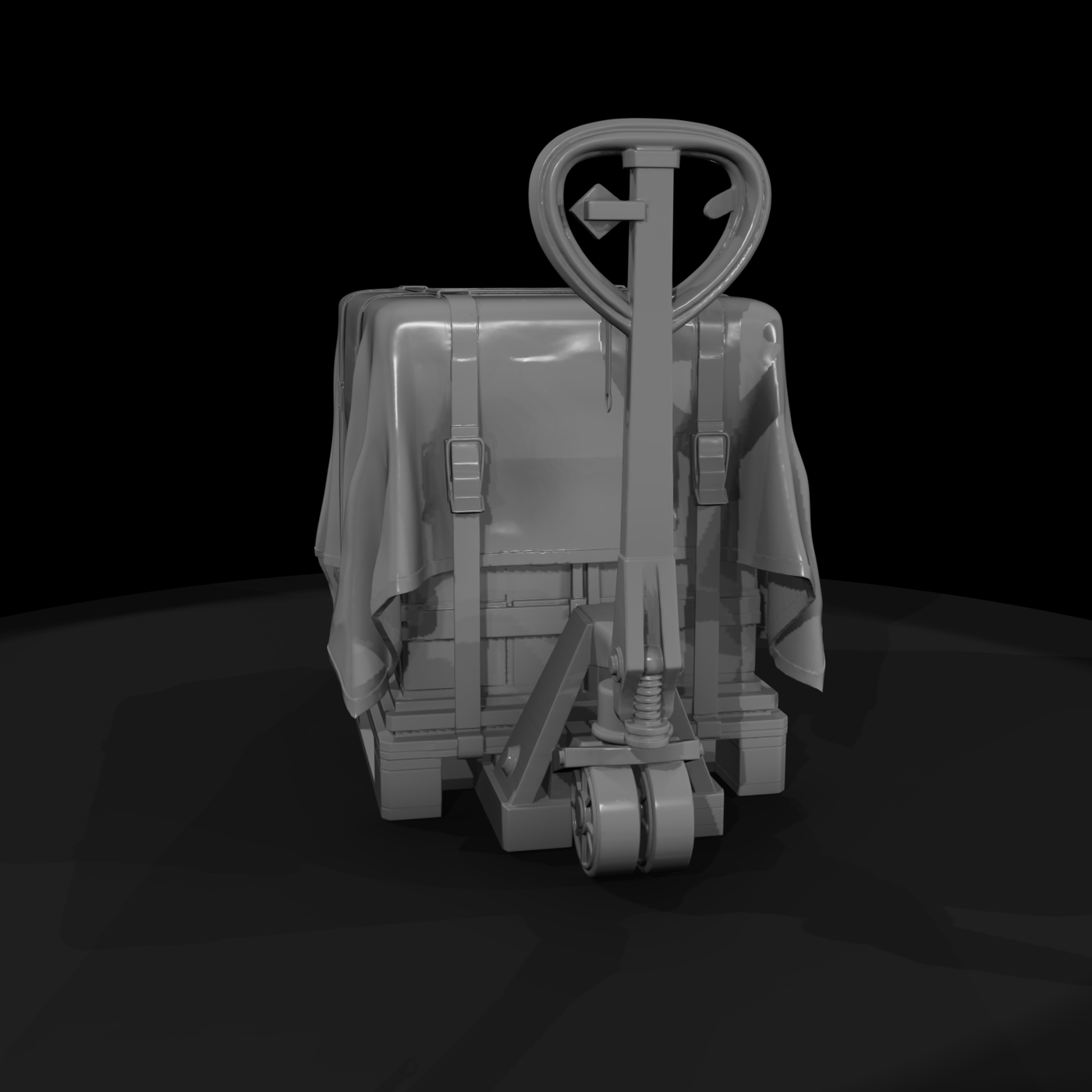 Pallet jack with covered pallet