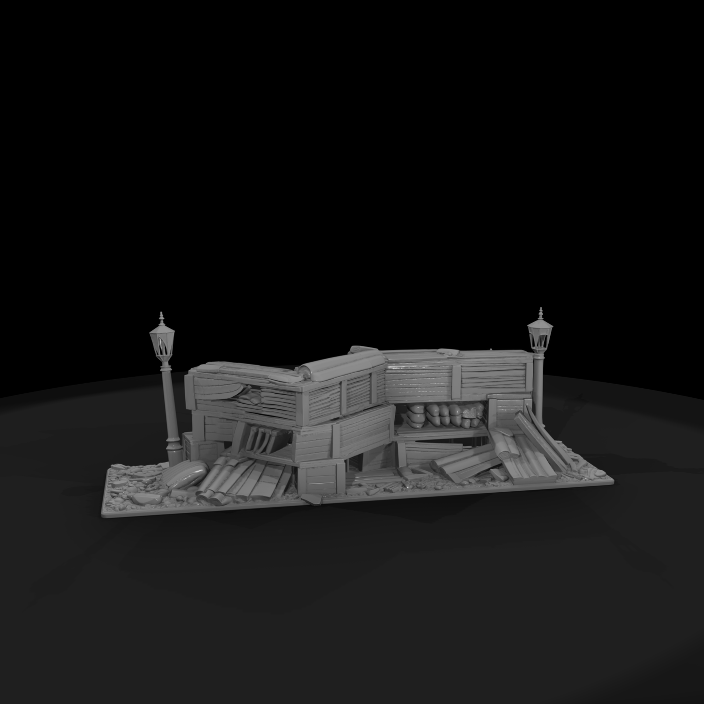 Victorian Ruined Street Terrain Section