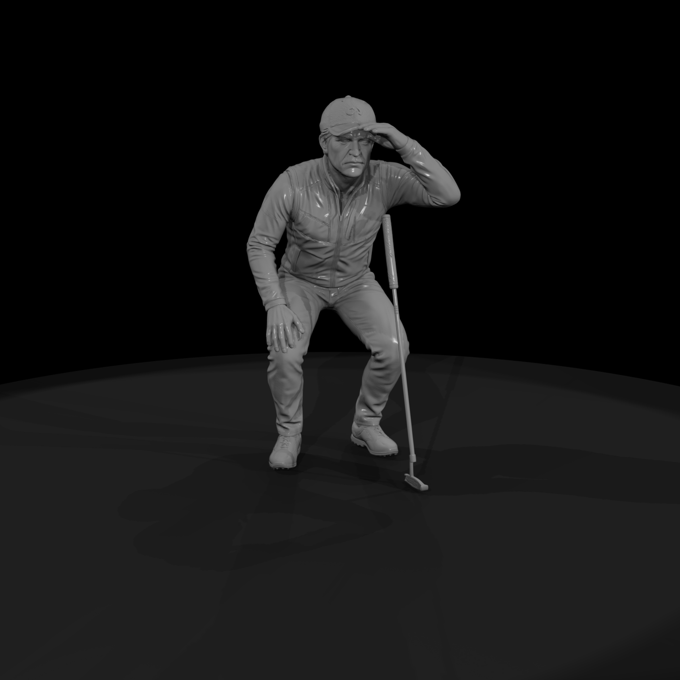 Golfer Reading the Green