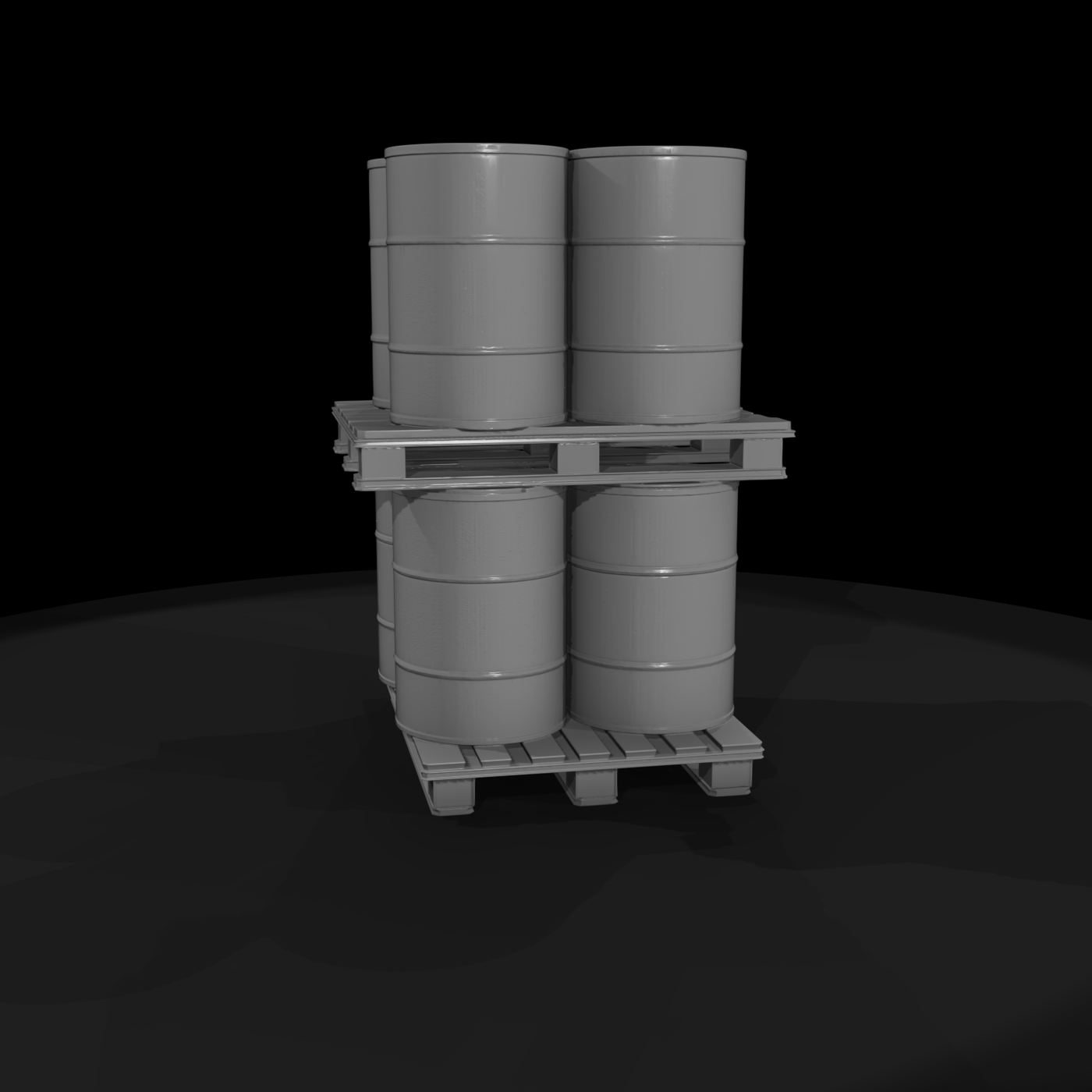 Stacked Industrial Barrels on Pallets