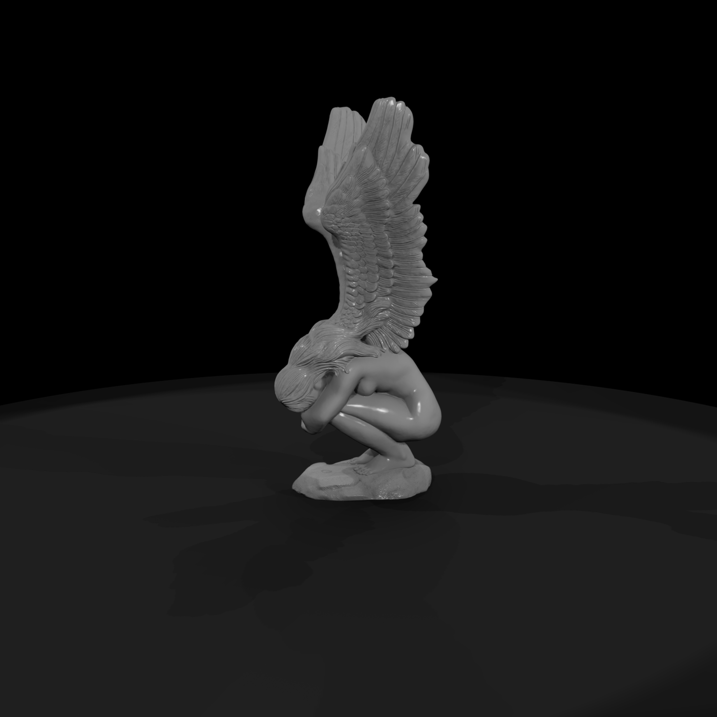 Crouching Winged Angel — Statue