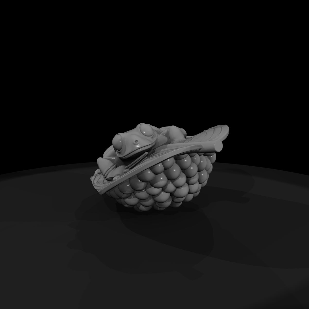 stylized-tree-frog-on-leaf-miniature-610690