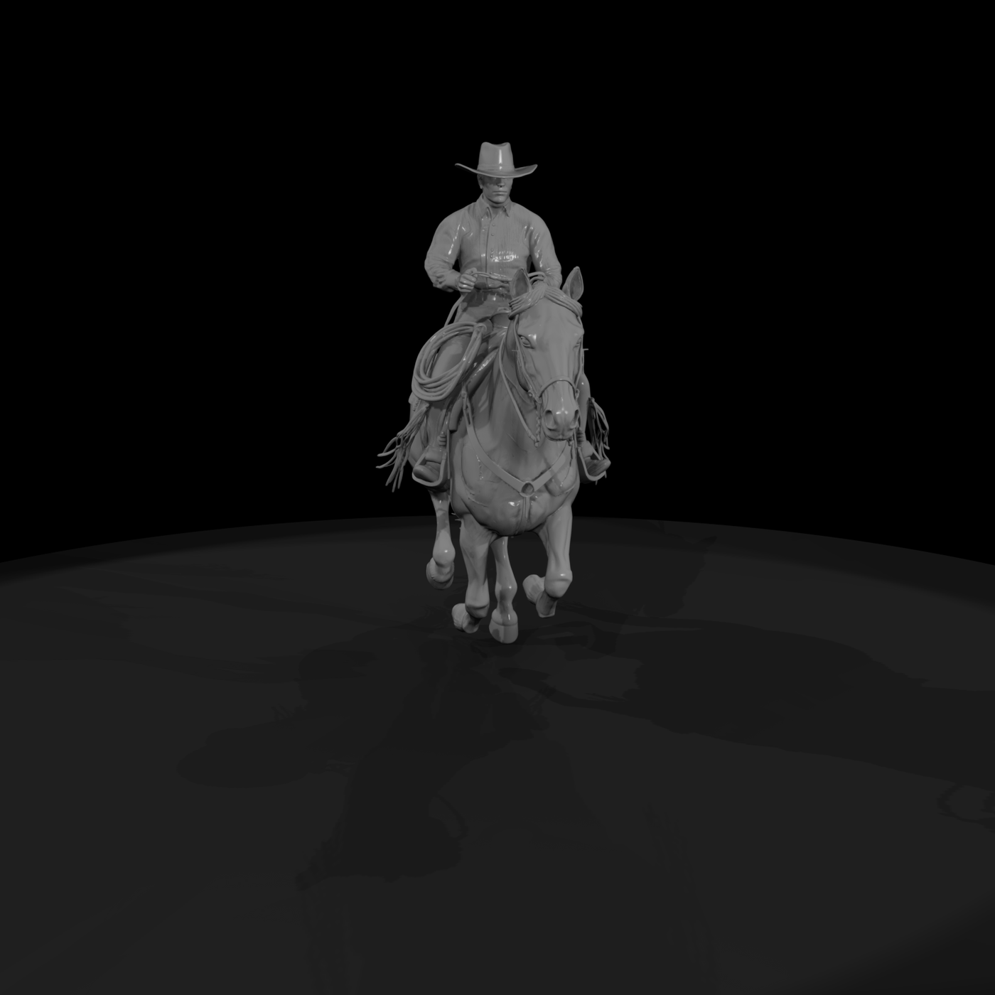 Cowboy on Spotted Horse — Mounted Rider