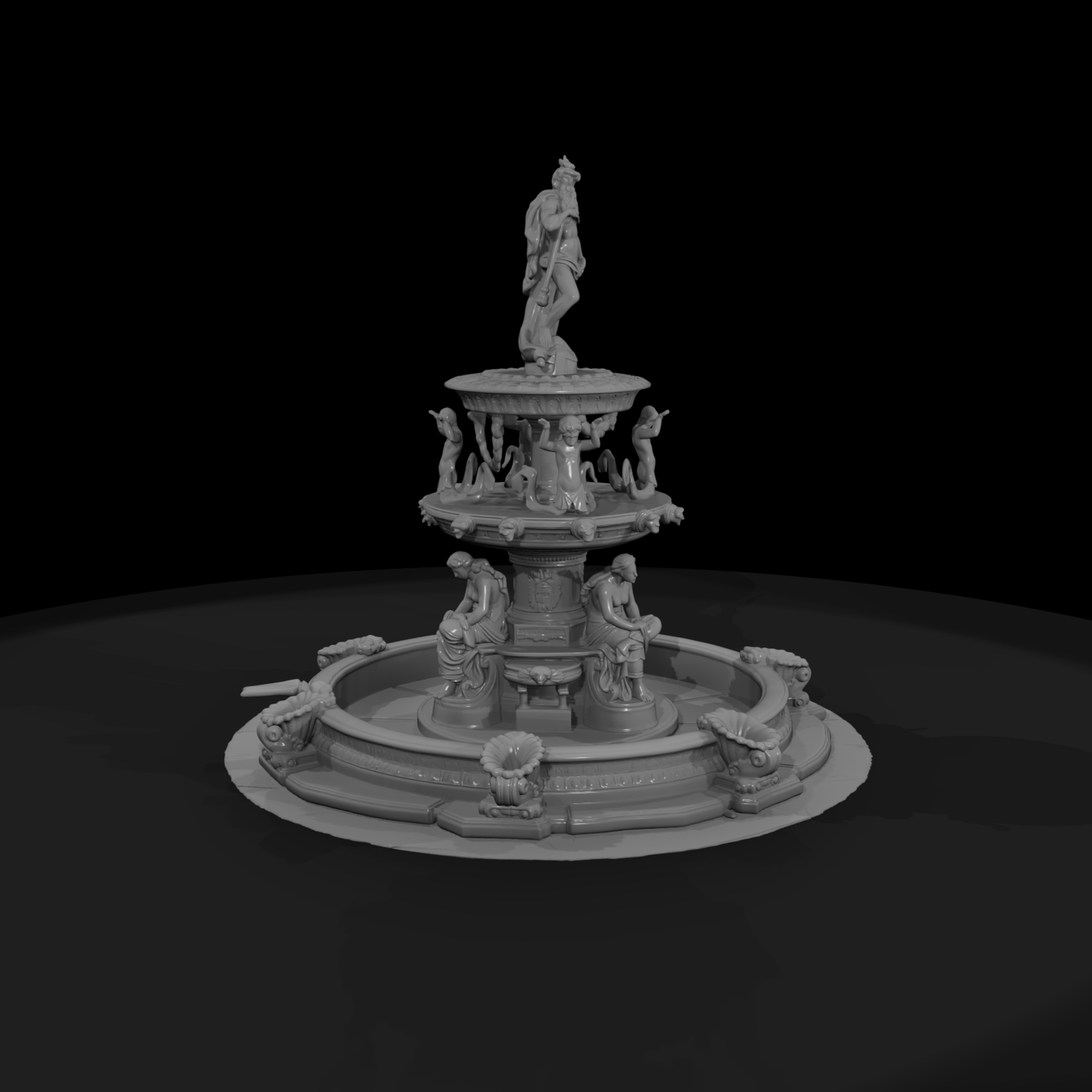 Ornate Tiered Stone Garden Fountain
