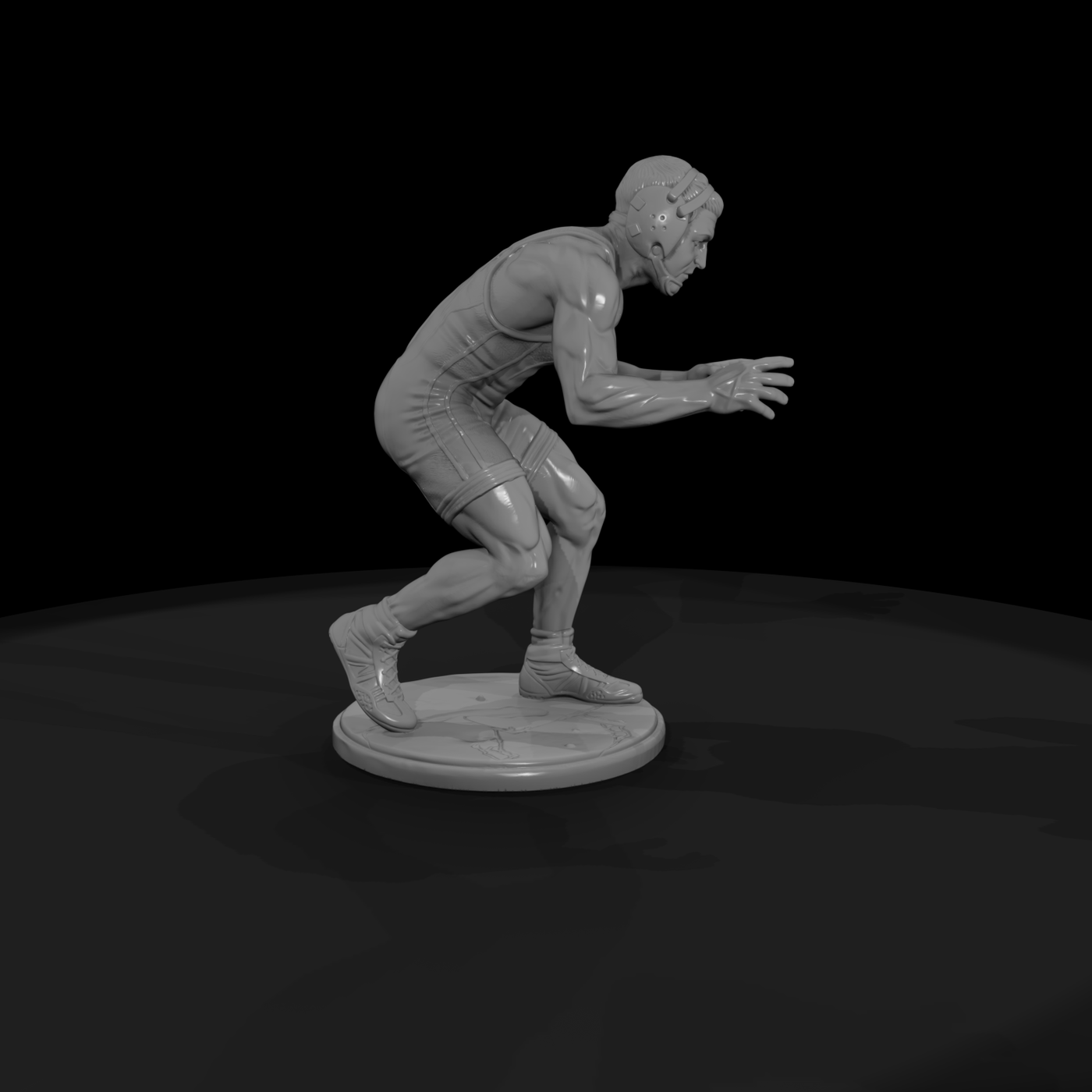 Freestyle Wrestler Shooting a Takedown