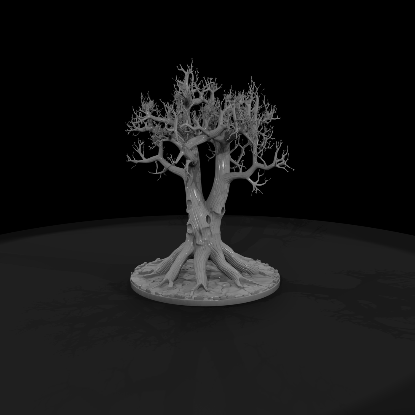 Stylized Twisted Barren Tree (Round Base)