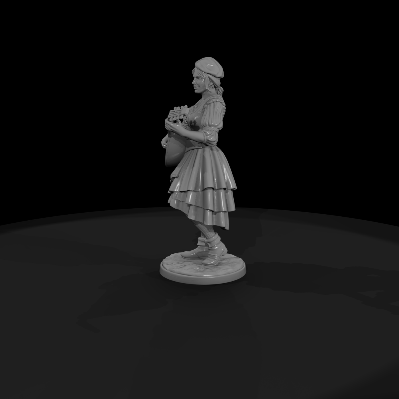 Wandering Minstrel Woman with a Lute