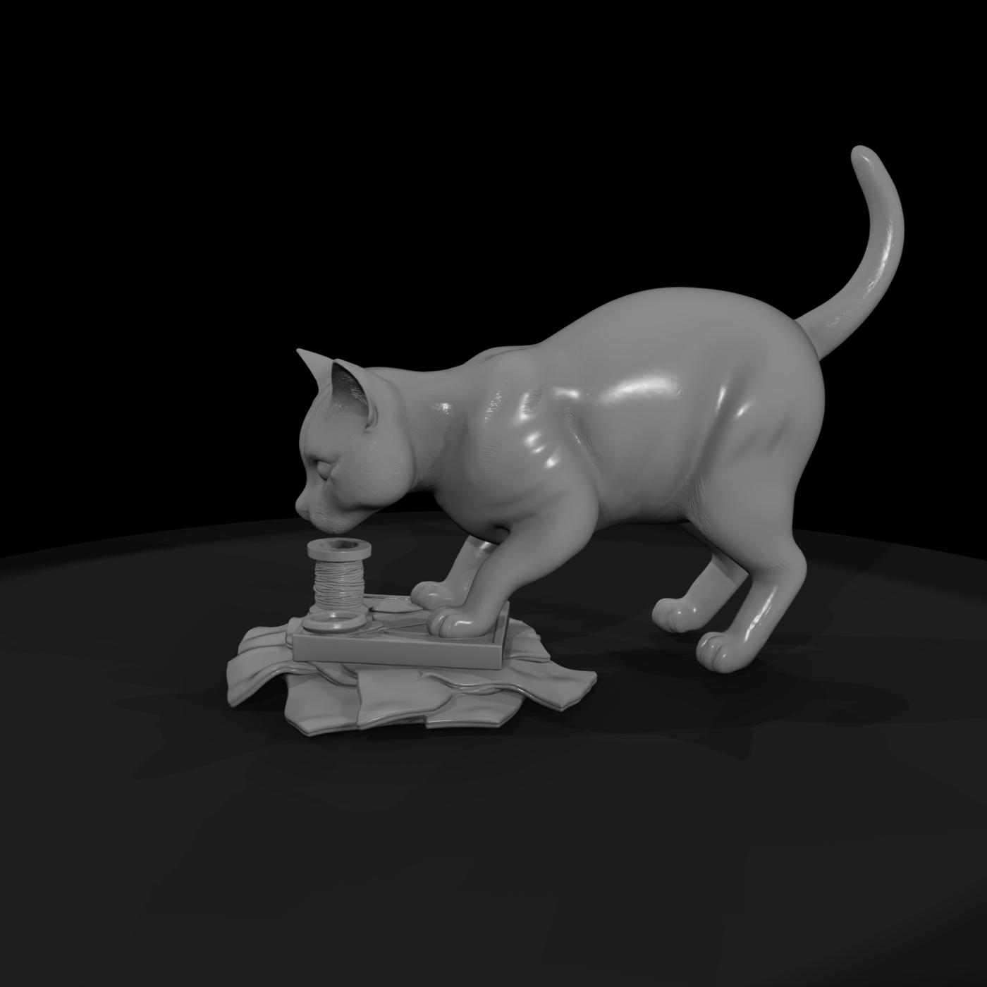 Stylized Cat Sewing