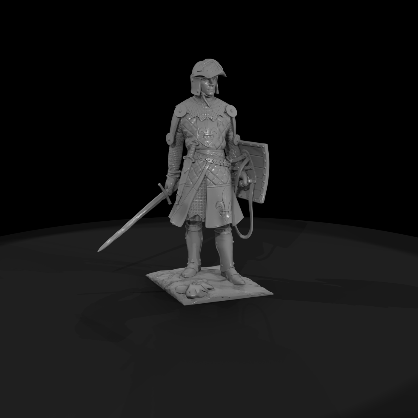 Medieval Knight in Full Plate Armor — 32mm