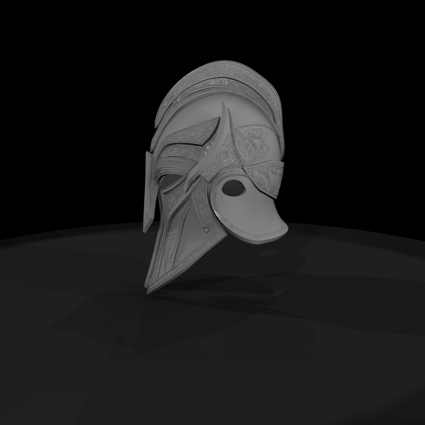 Ornate stylized fantasy knight helmet