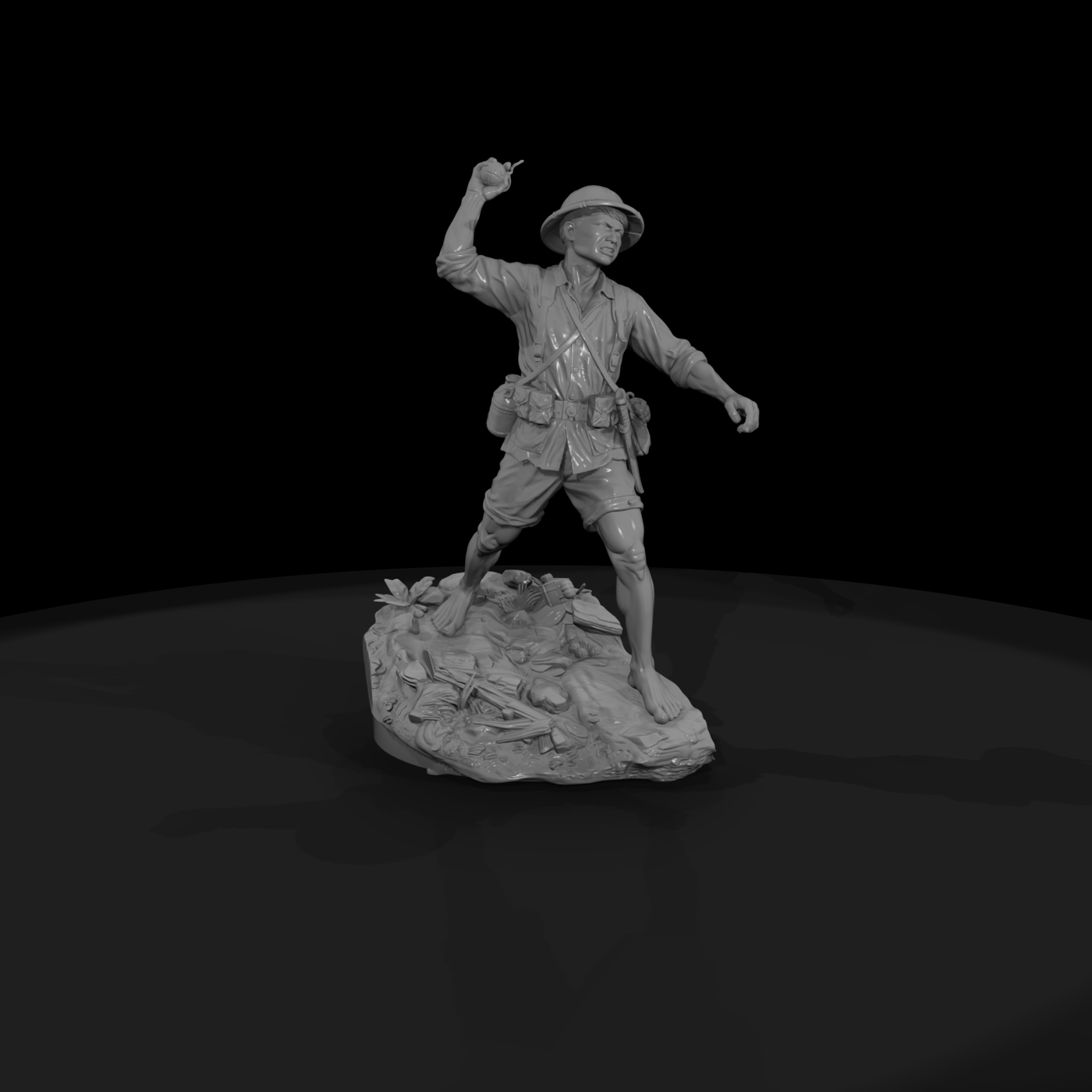 Viet Cong Grenadier Throwing a Grenade