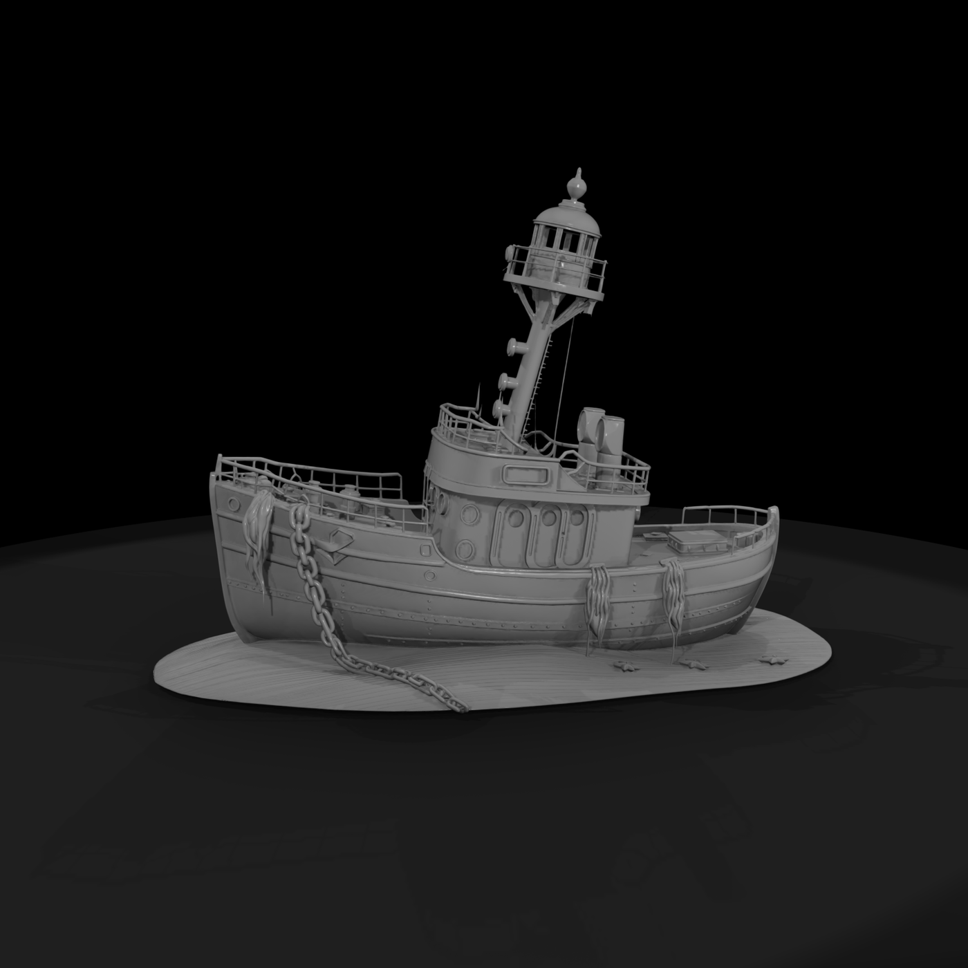 Stylized Beached Lightship Trawler