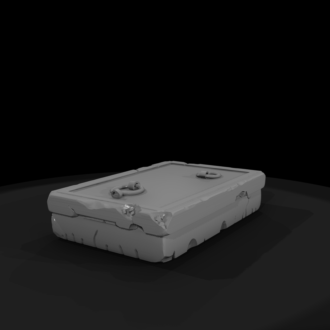 Weathered Stone Sarcophagus Lid