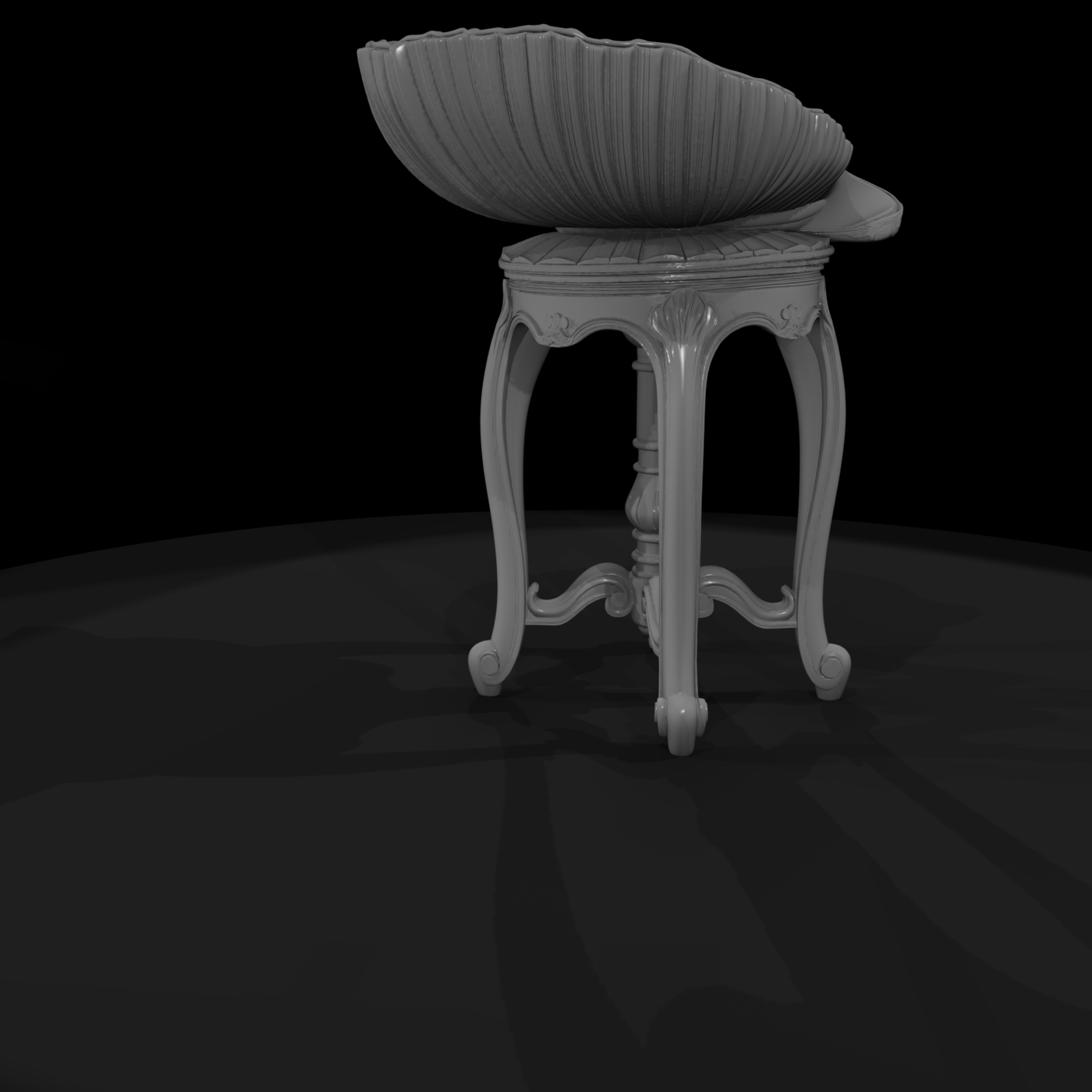 Rococo Shell-Back Vanity Stool