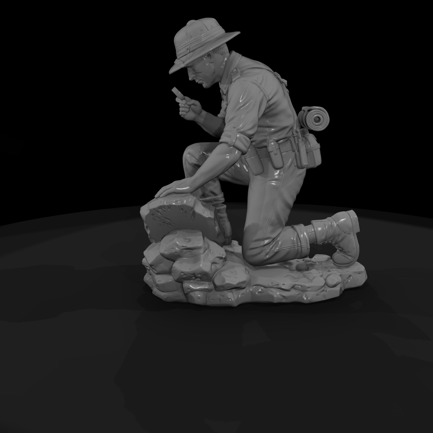 Pith-Helmet Explorer with Magnifier