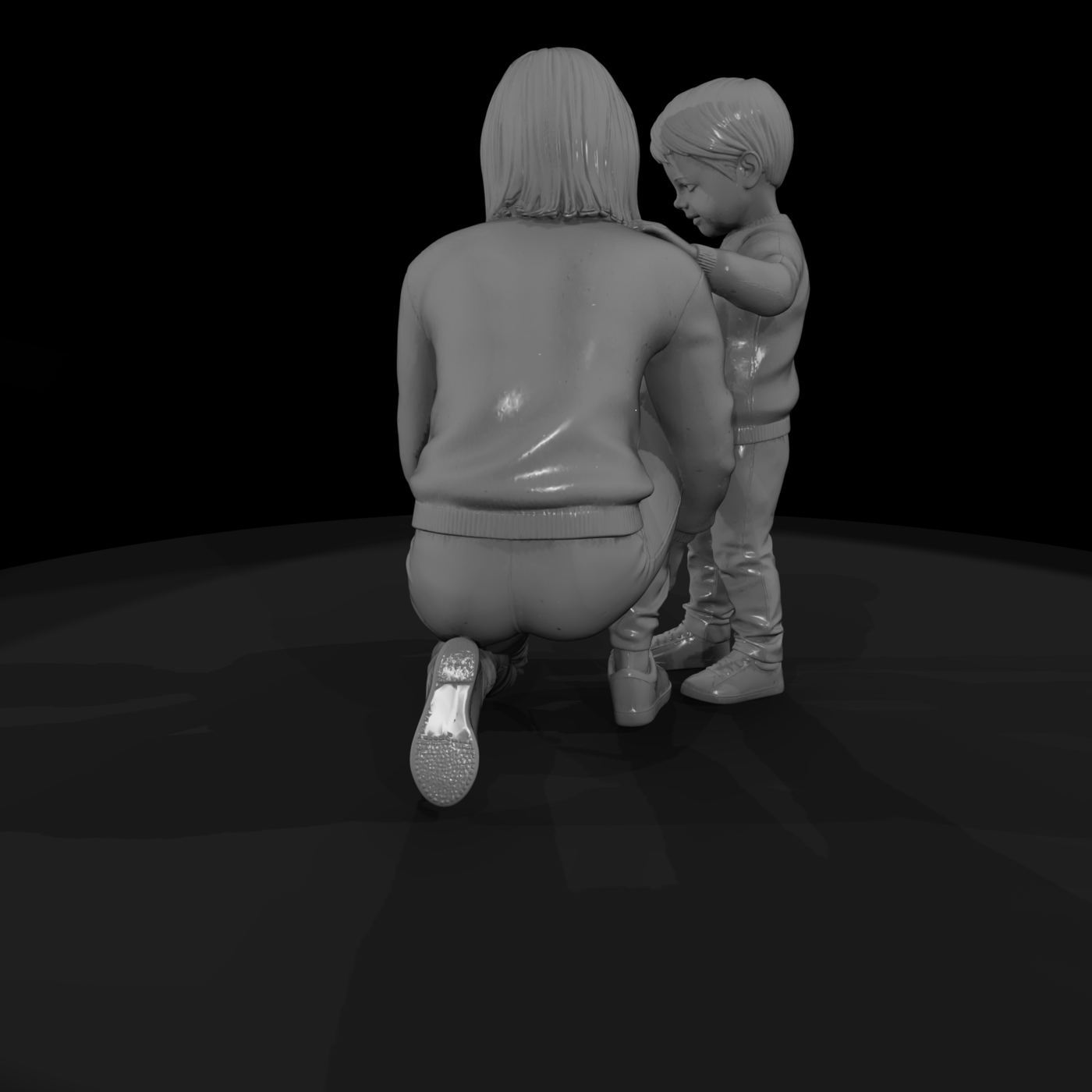 0049 Family Mom Tying Shoe