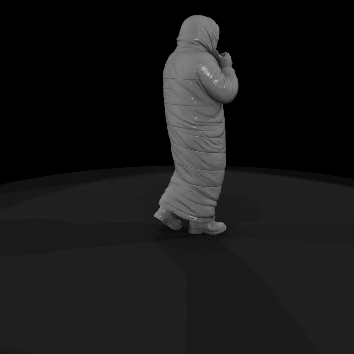 Hooded Camper in Sleeping Bag — Male