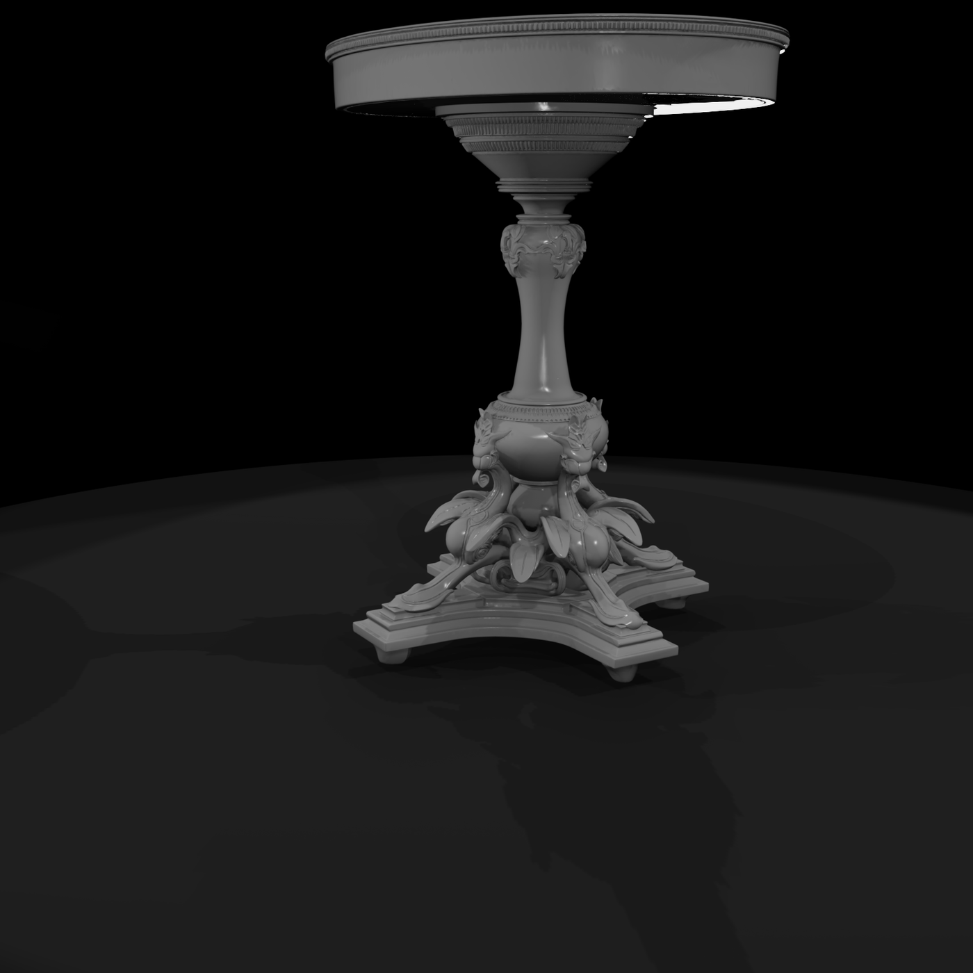 Baroque-Style Round Pedestal Side Table