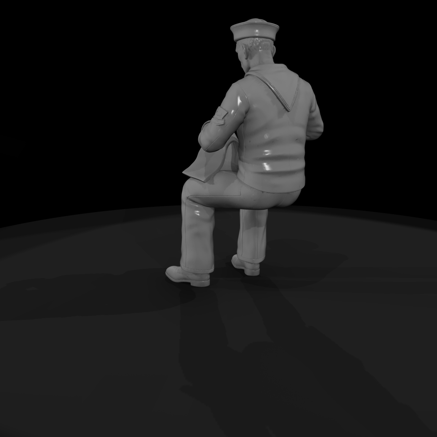 WWII US Navy Sailor Seated