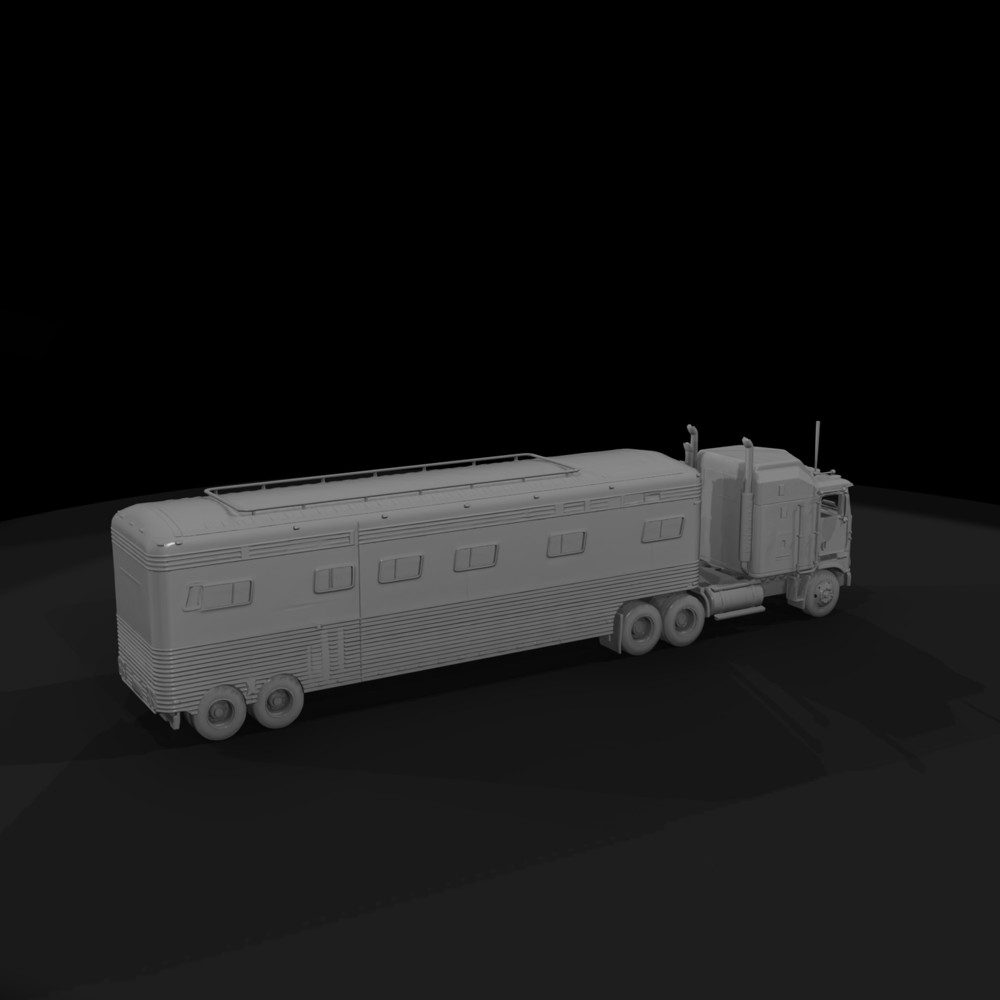 Cabover Semi Truck with Enclosed Trailer