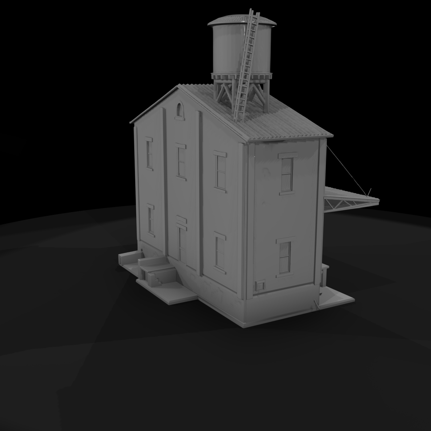 Vintage Industrial Warehouse with Water Tower